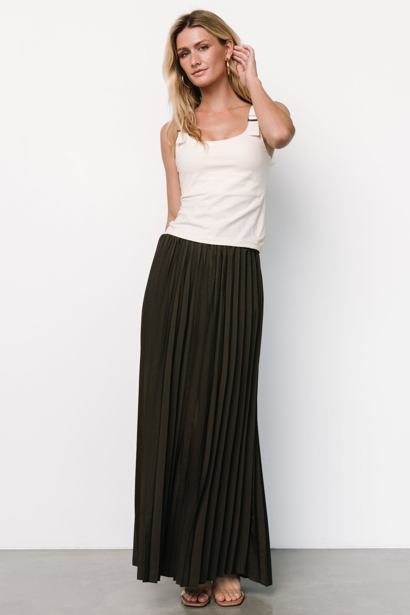 Vinny Pleated Maxi Skirt | Charcoal Clearance Perfect