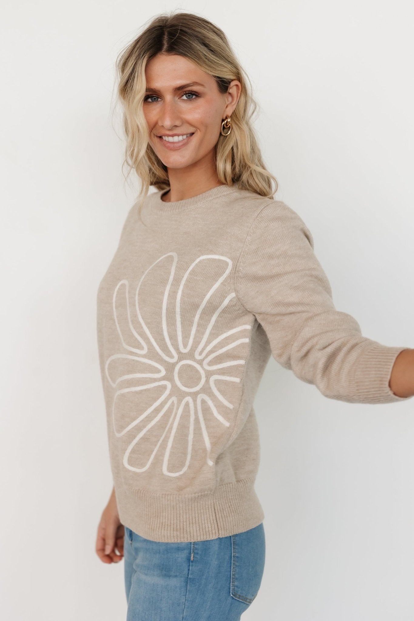 Cherish Flower Sweater | Natural Buy Cheap Wholesale Pice