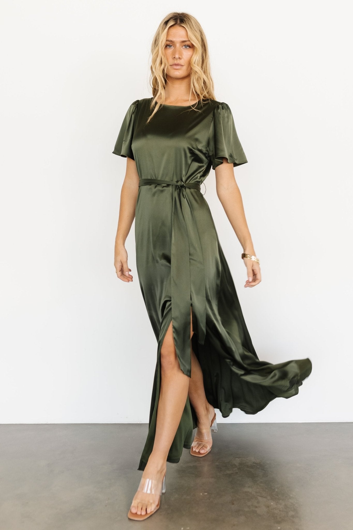 Agnes Satin Maxi Dress | Juniper Green Best Wholesale