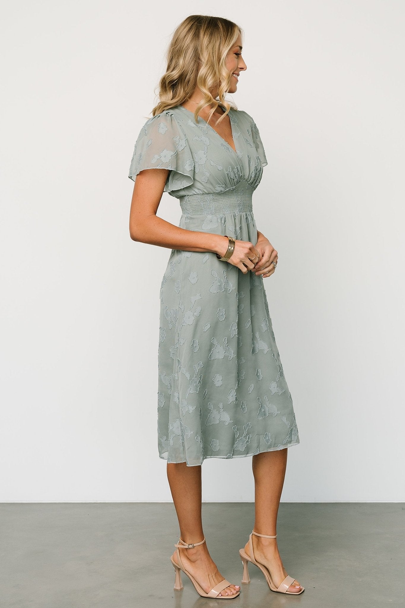 June Smocked Midi Dress | Eucalyptus Buy Cheap Outlet Locations