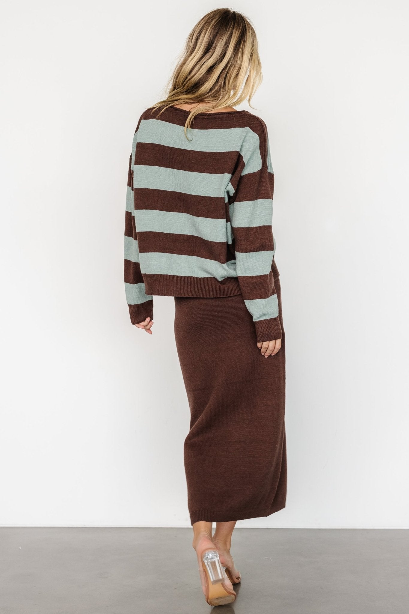 Carlotta Sweater + Skirt Set | Brown + Turquoise Cheap Sale Big Sale