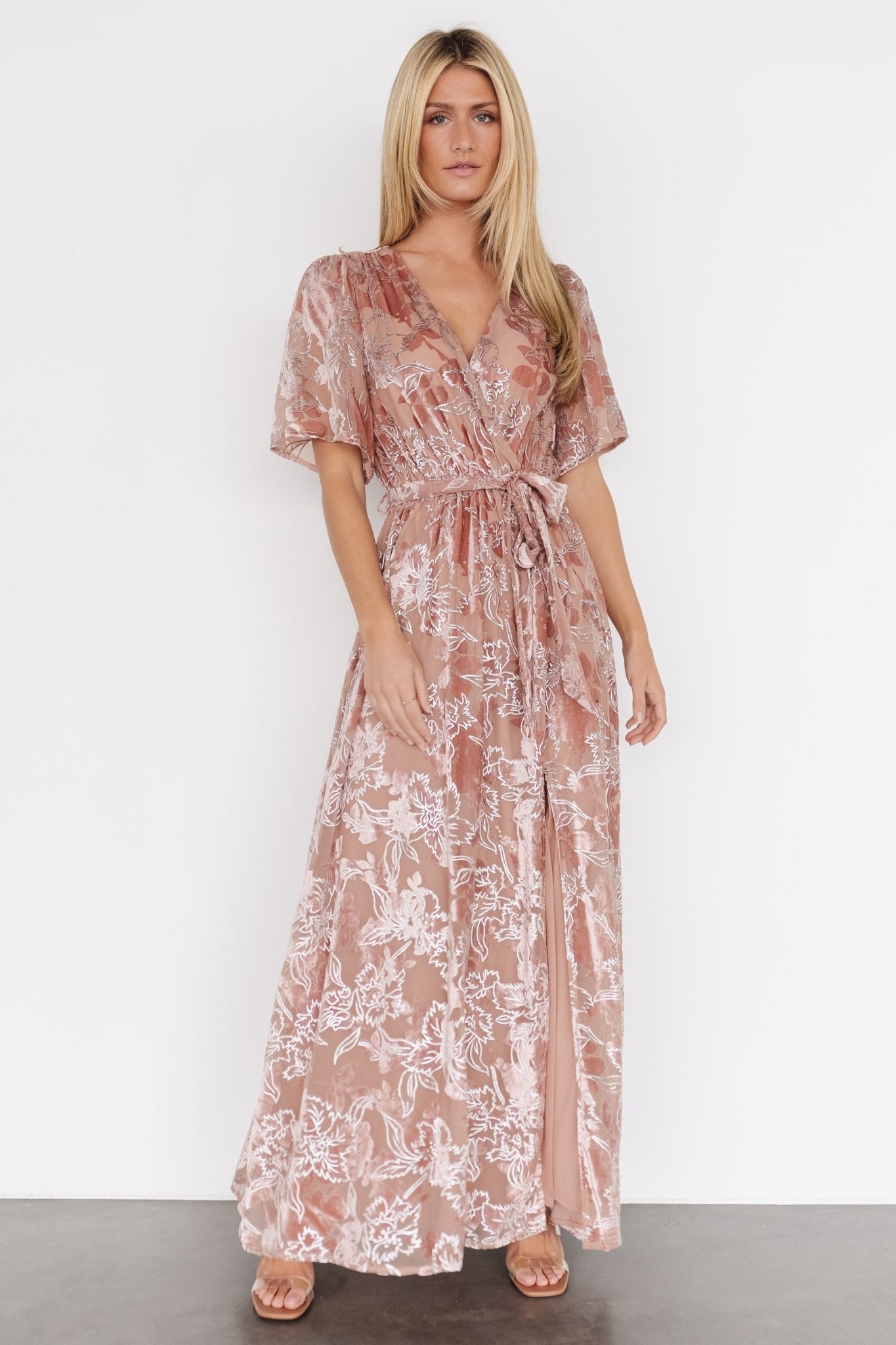 Uma Velvet Maxi Dress | Blush + Silver Sale Cheap Pice