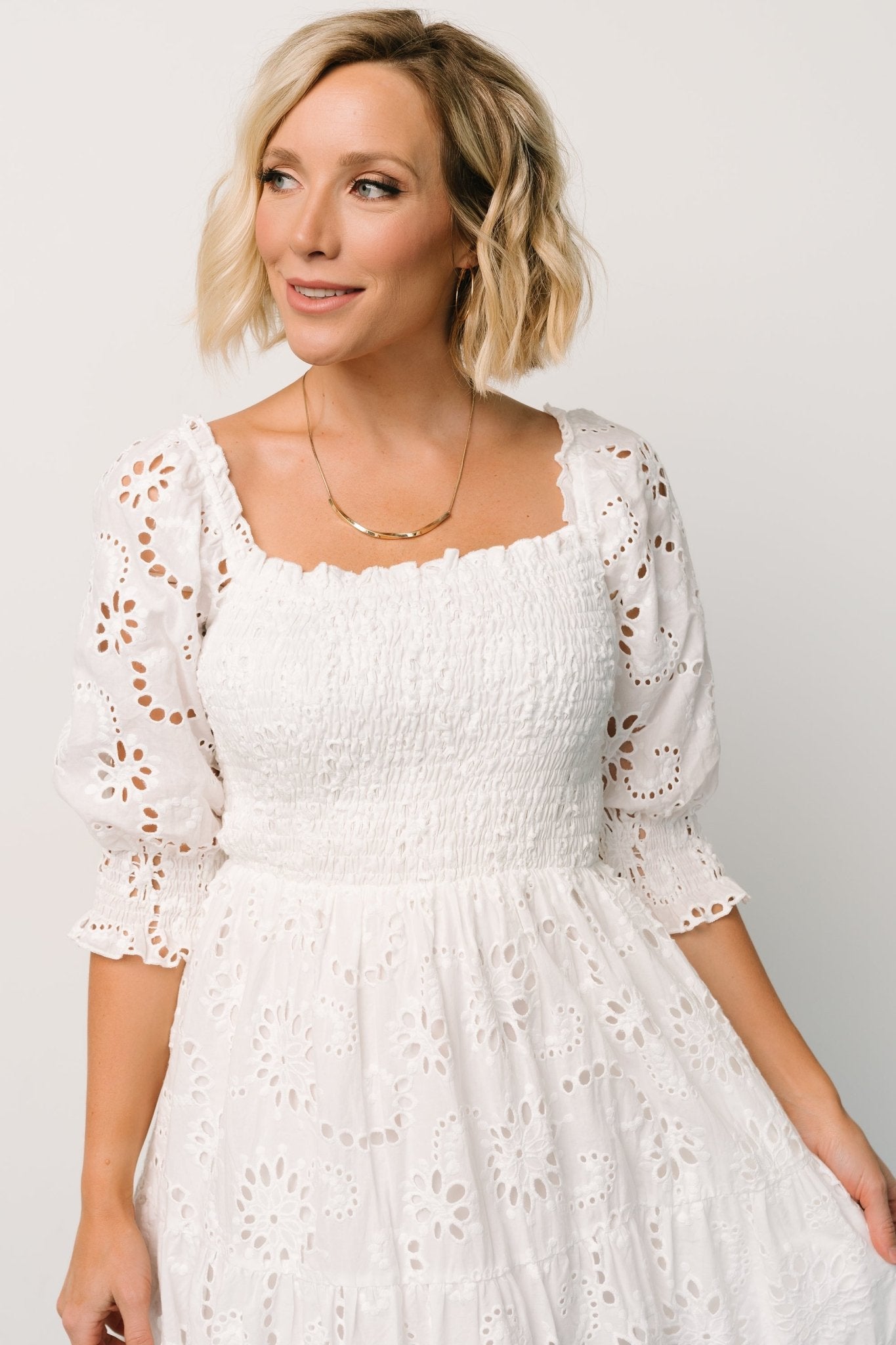 Ella Eyelet Midi Dress | White Clearance Find Great