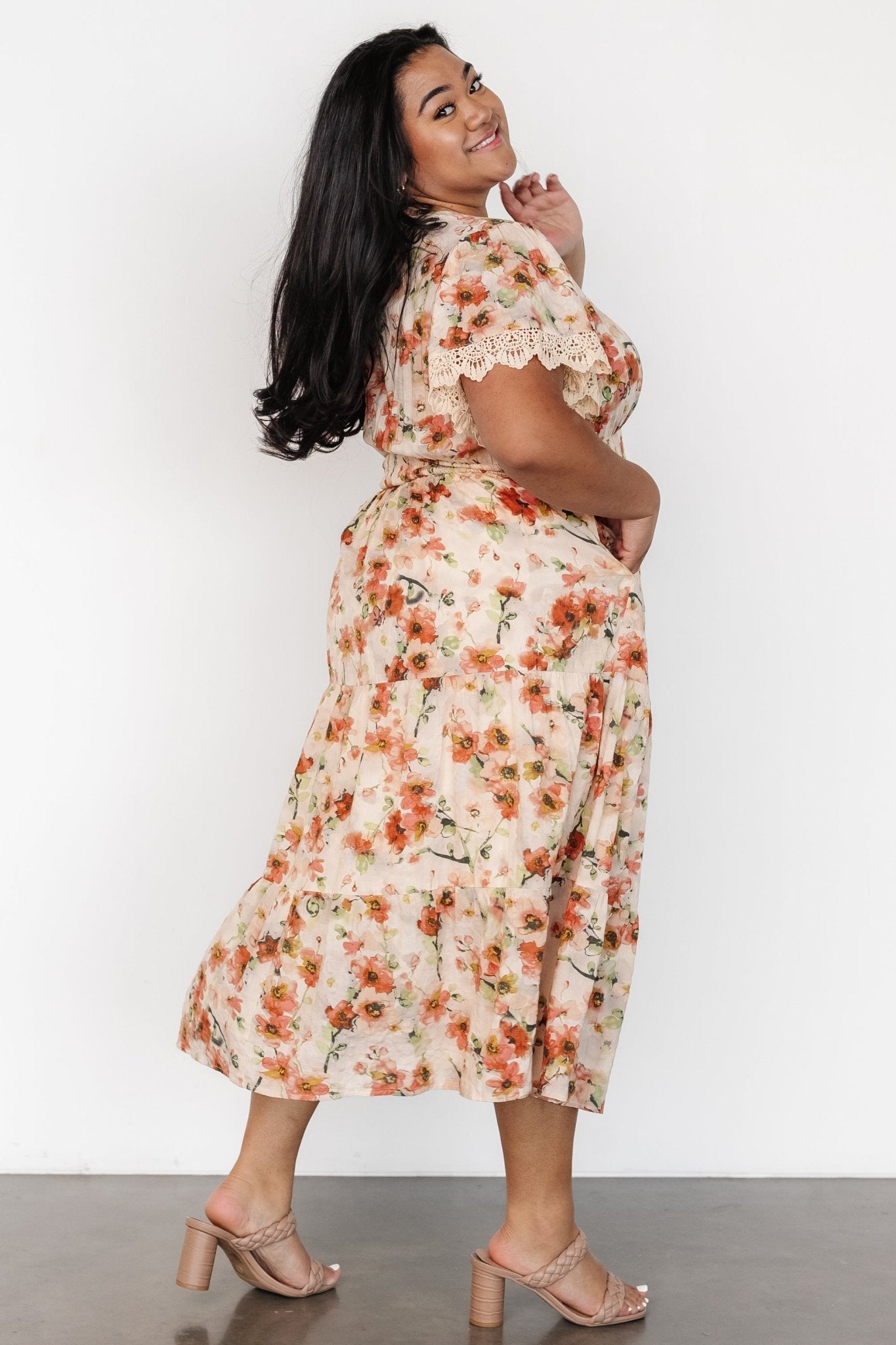 Aliyah Midi Dress | Coral Floral Buy Cheap Perfect