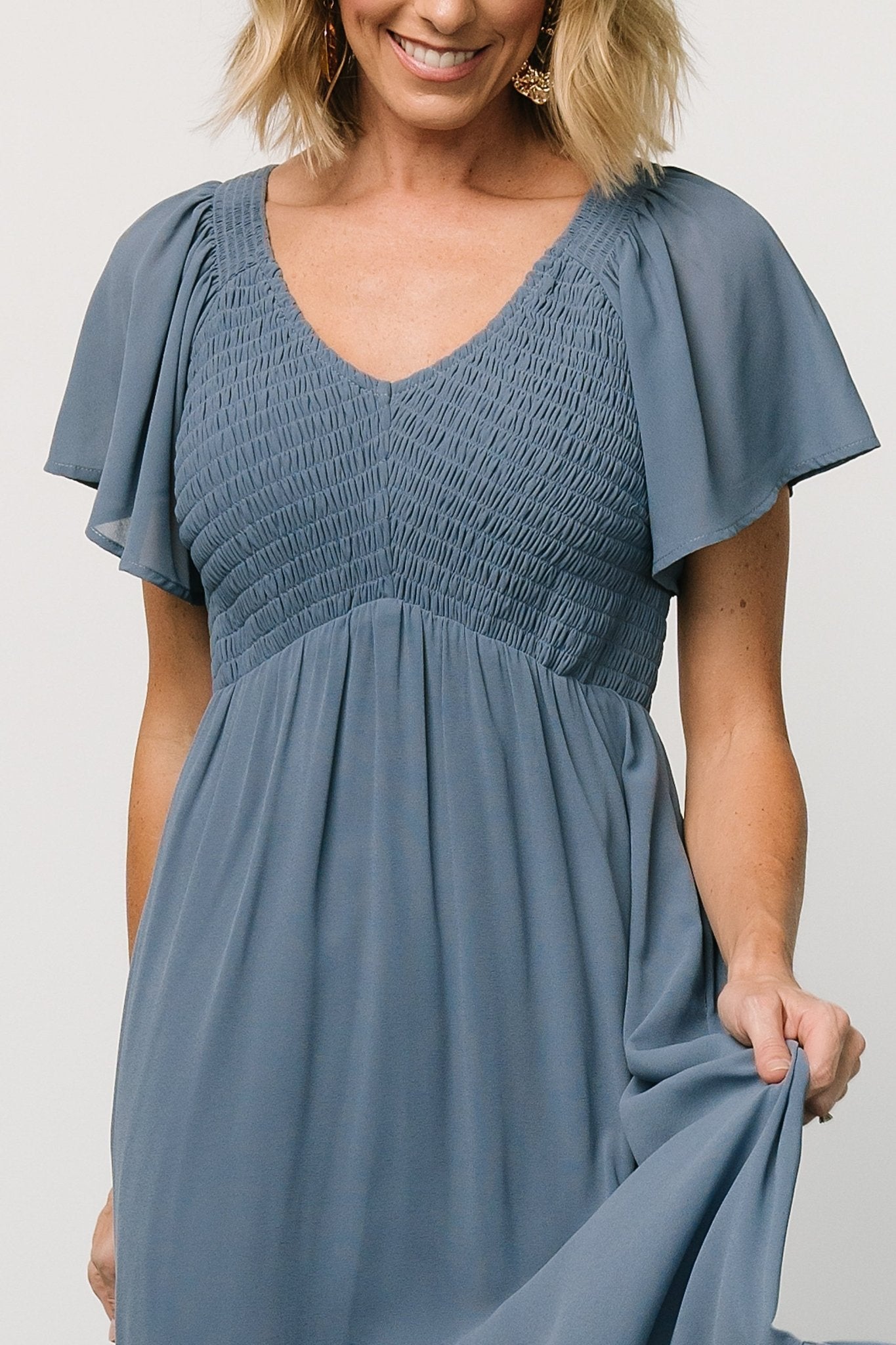 Monica Smocked Dress | Whisper Blue Free Shipping The Cheapest