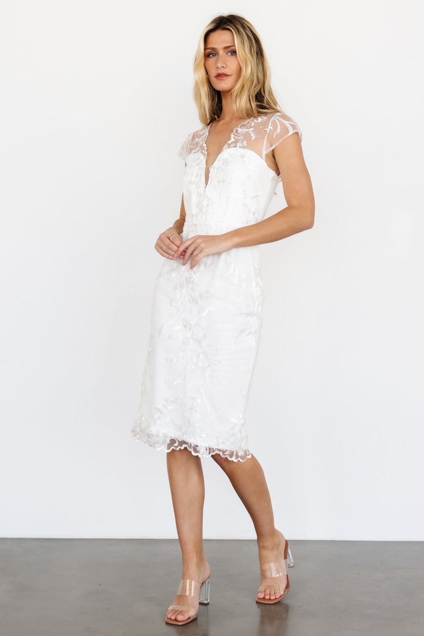 Delphine Applique Midi Dress | Off White Genuine Online