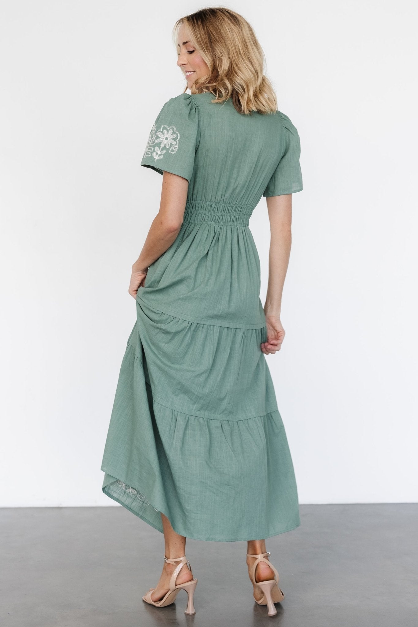 Kennedy Embroidered Maxi Dress | Dark Sage Best Seller Cheap Pice