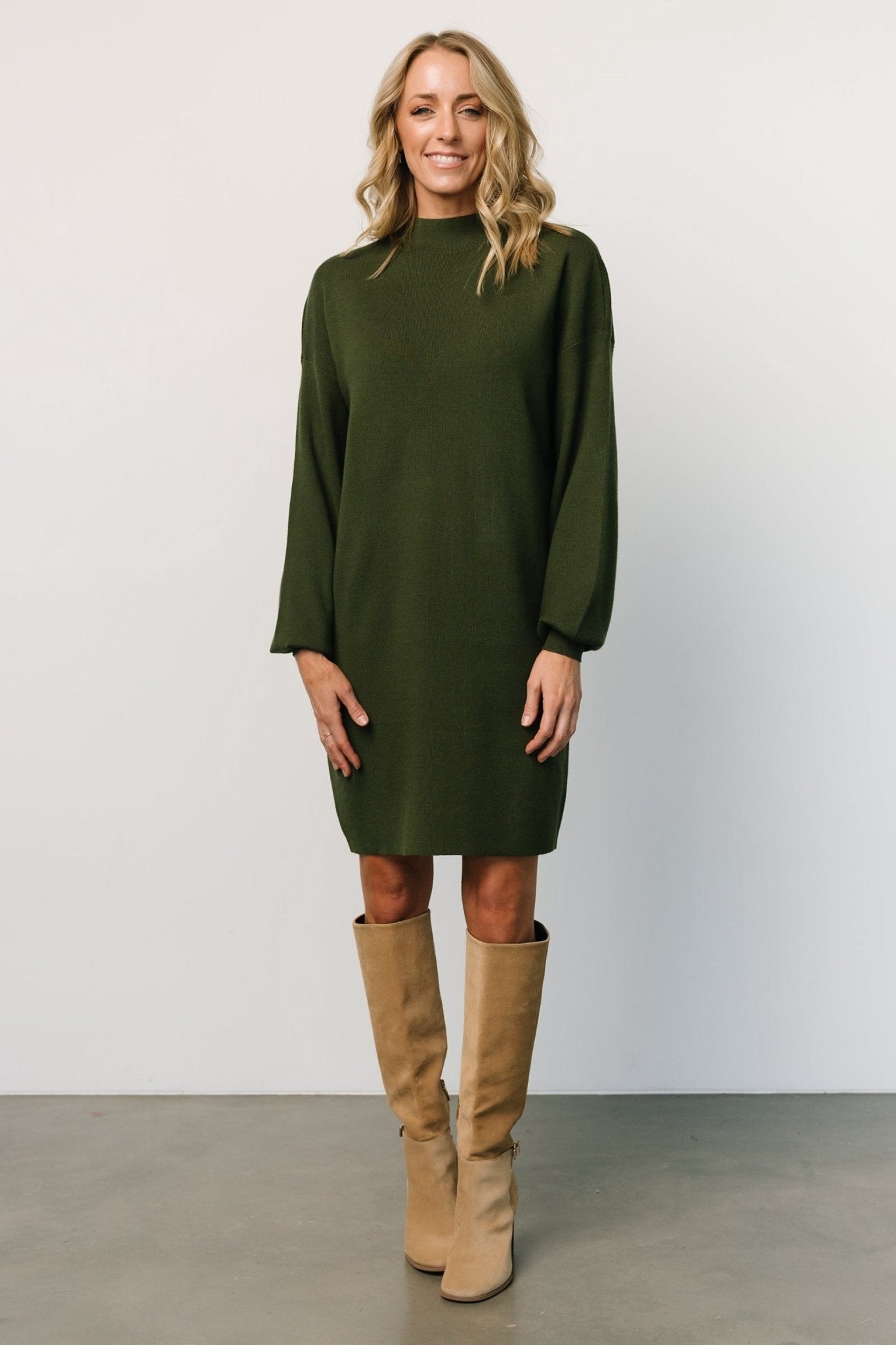 Jennings Sweater Dress | Deep Olive Free Shipping Classic