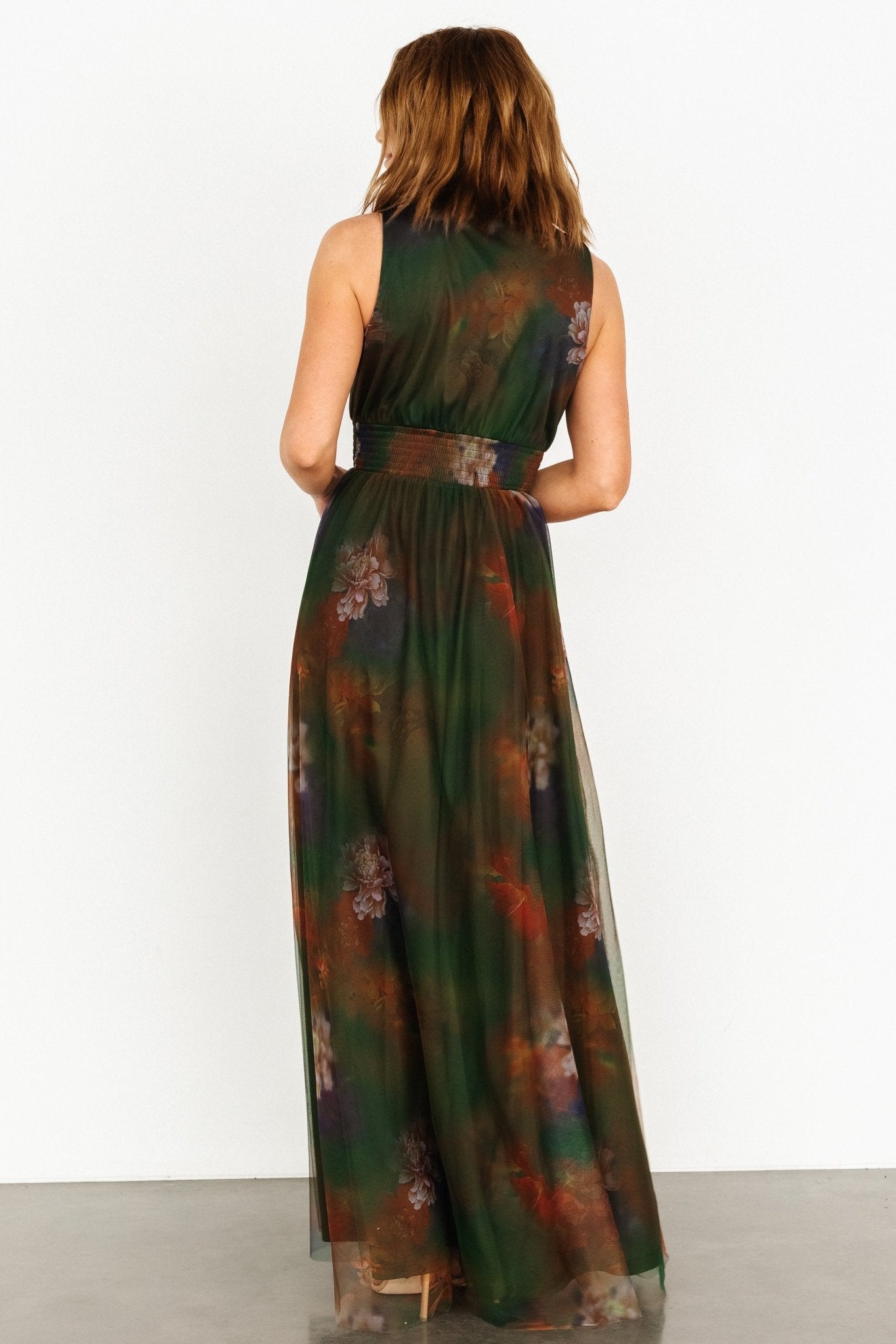 Kamila Tulle Maxi Dress | Olive Multi Floral Newest For Sale