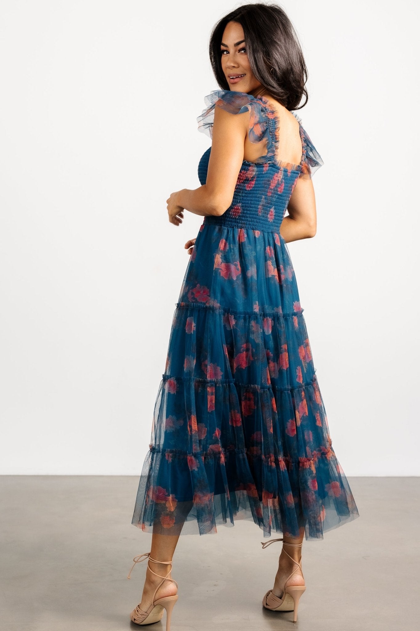 Clementine Tulle Midi Dress | Persian Blue + Rust Buy Cheap Fake