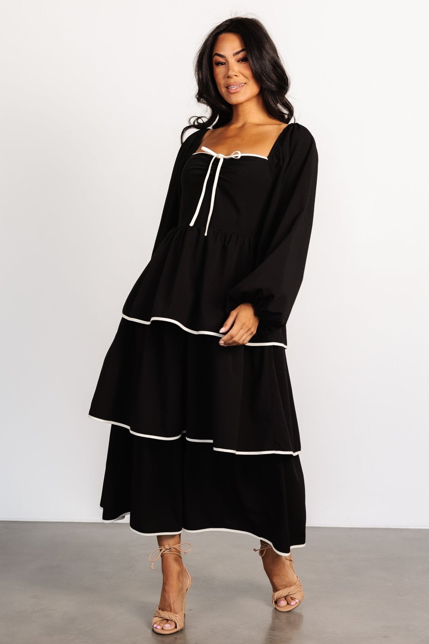 Barcelona Tiered Dress | Black Free Shipping For Nice