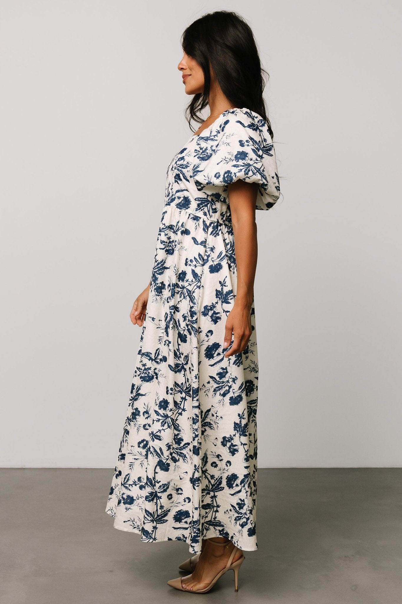 Graceland Maxi Dress | Cream + Navy Floral How Much Online