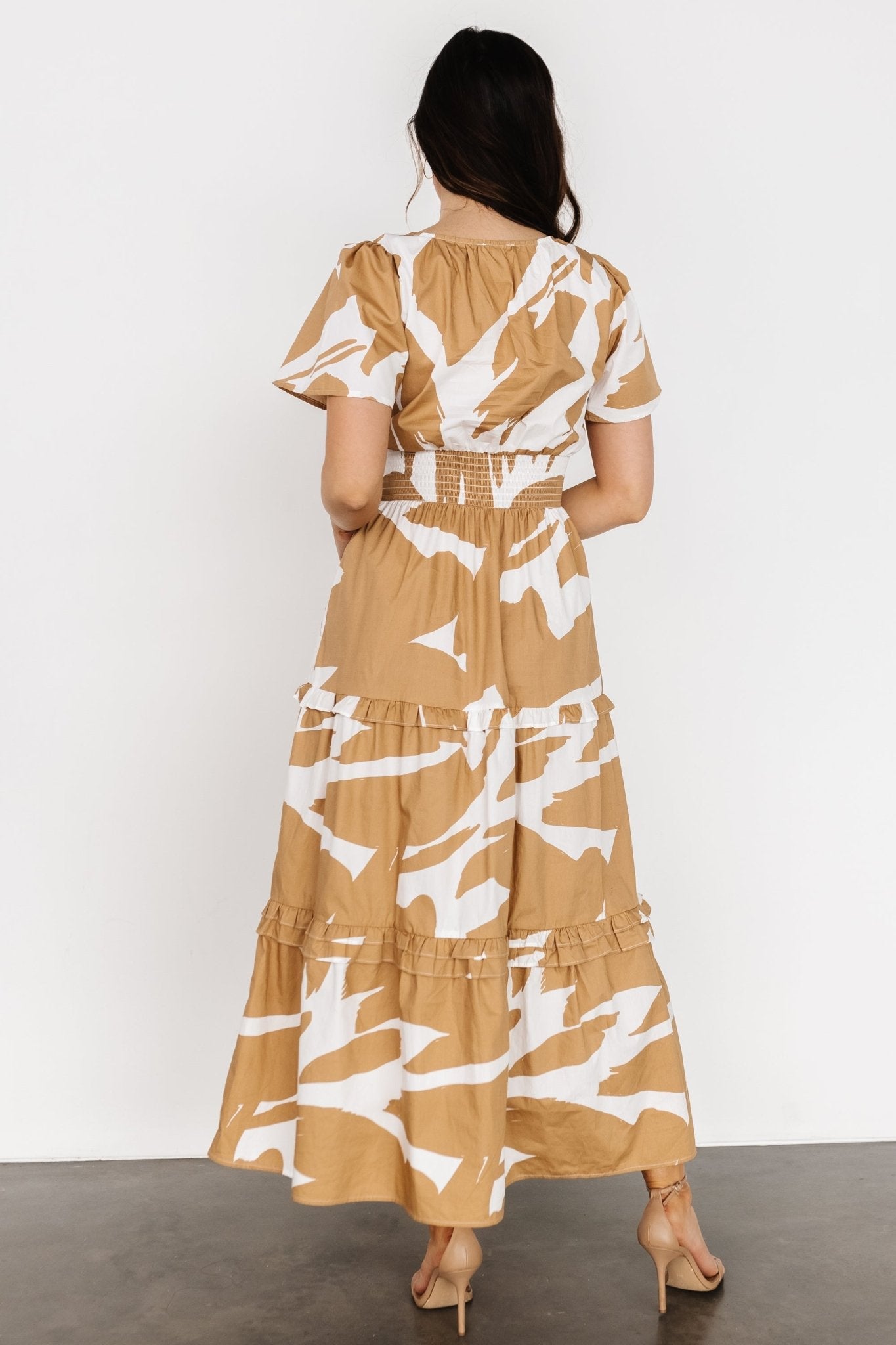 Palmer Tiered Maxi Dress | Camel + White Free Shipping Classic