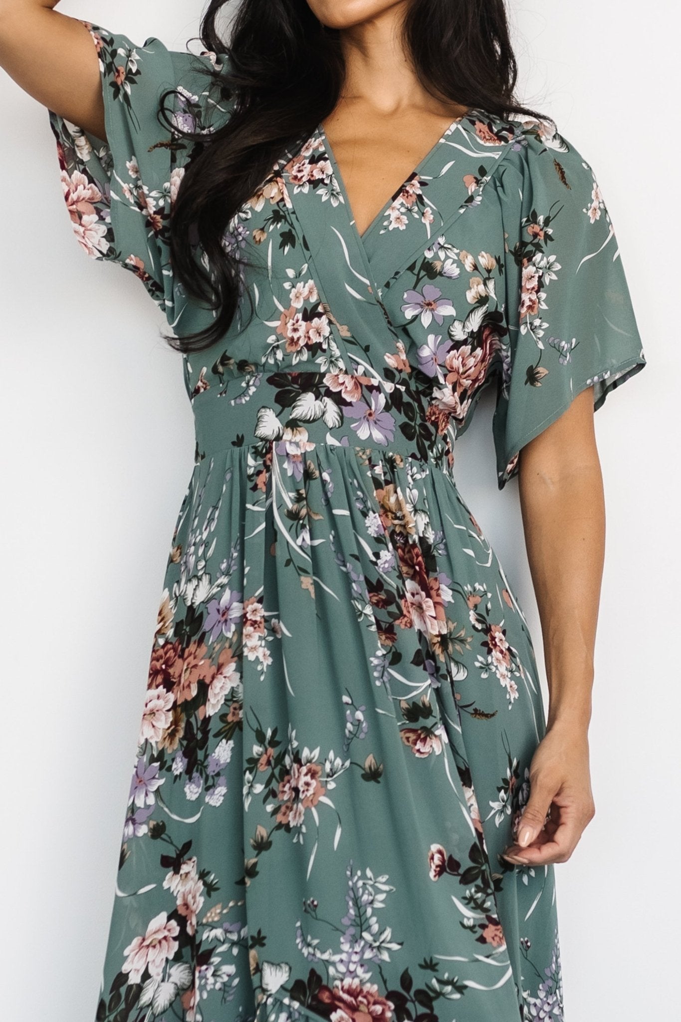 Katherine Maxi Dress | Dusty Green Floral Manchester Great Sale Online