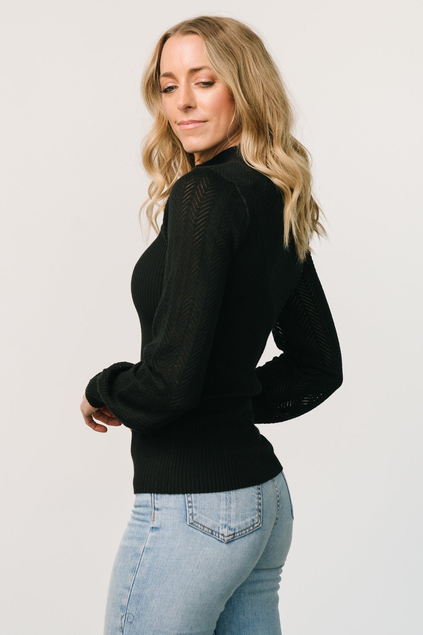 Kenzie Pointelle Sweater Top | Black Buy Cheap Best Pices