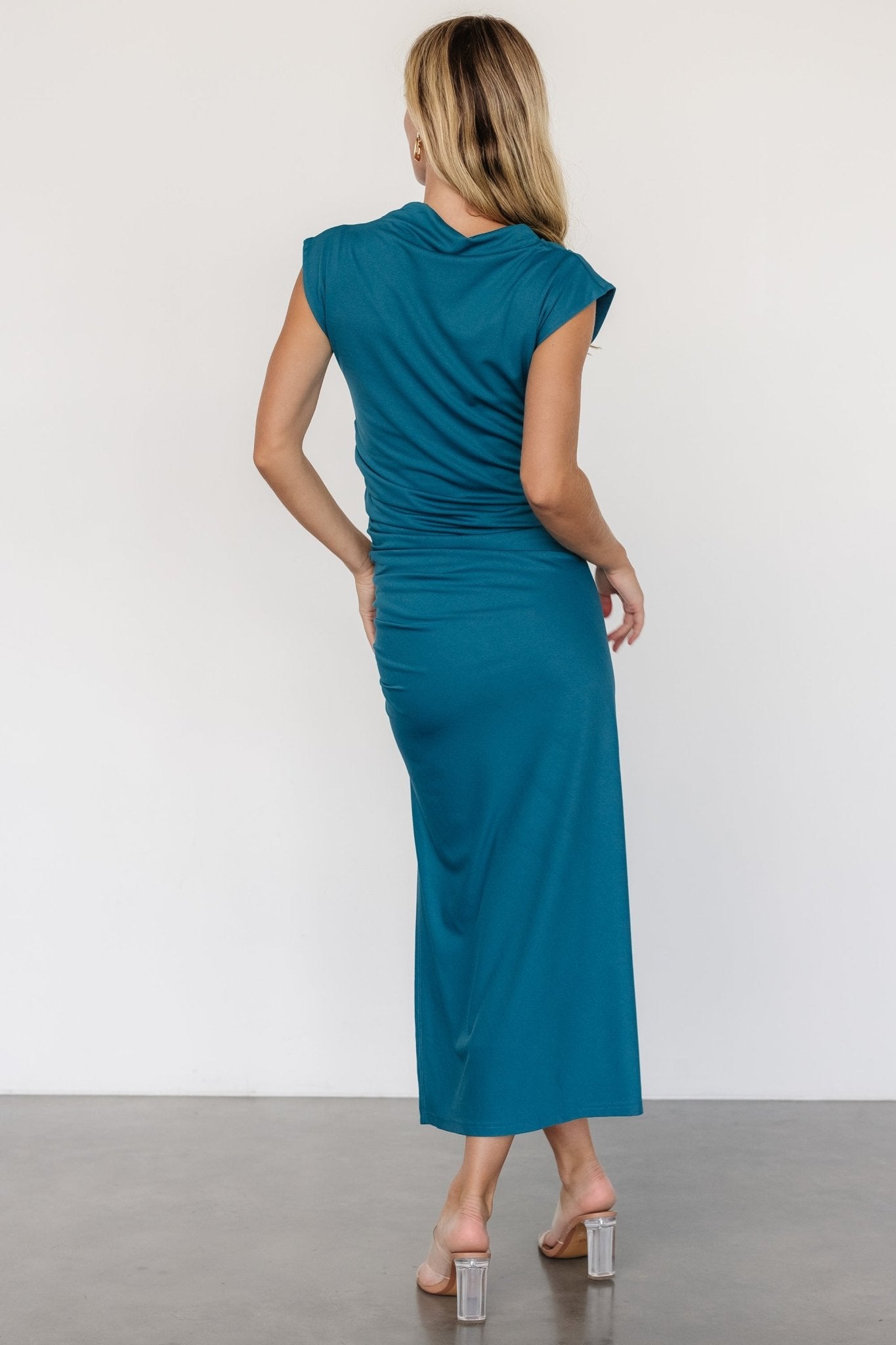 Sasha Ruched Maxi Dress | Peacock Blue Cost Cheap Pice