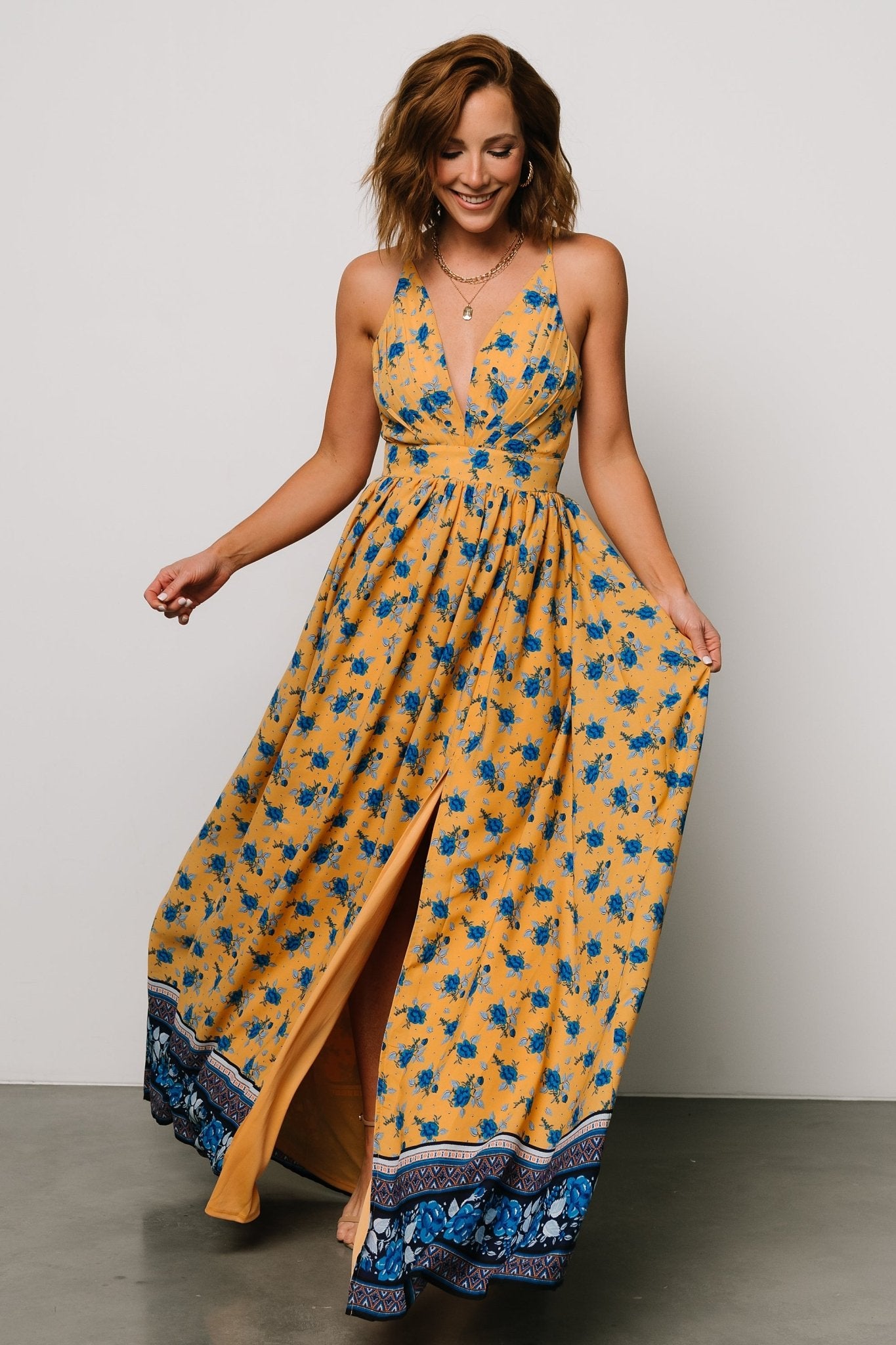 Brylee Maxi Dress | Mustard + Navy Release Dates Cheap Online