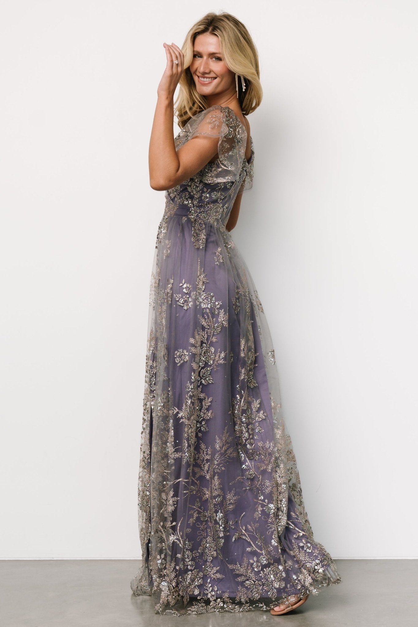 Corinne Shimmer Maxi Gown | Blue + Rose Free Shipping For Nice