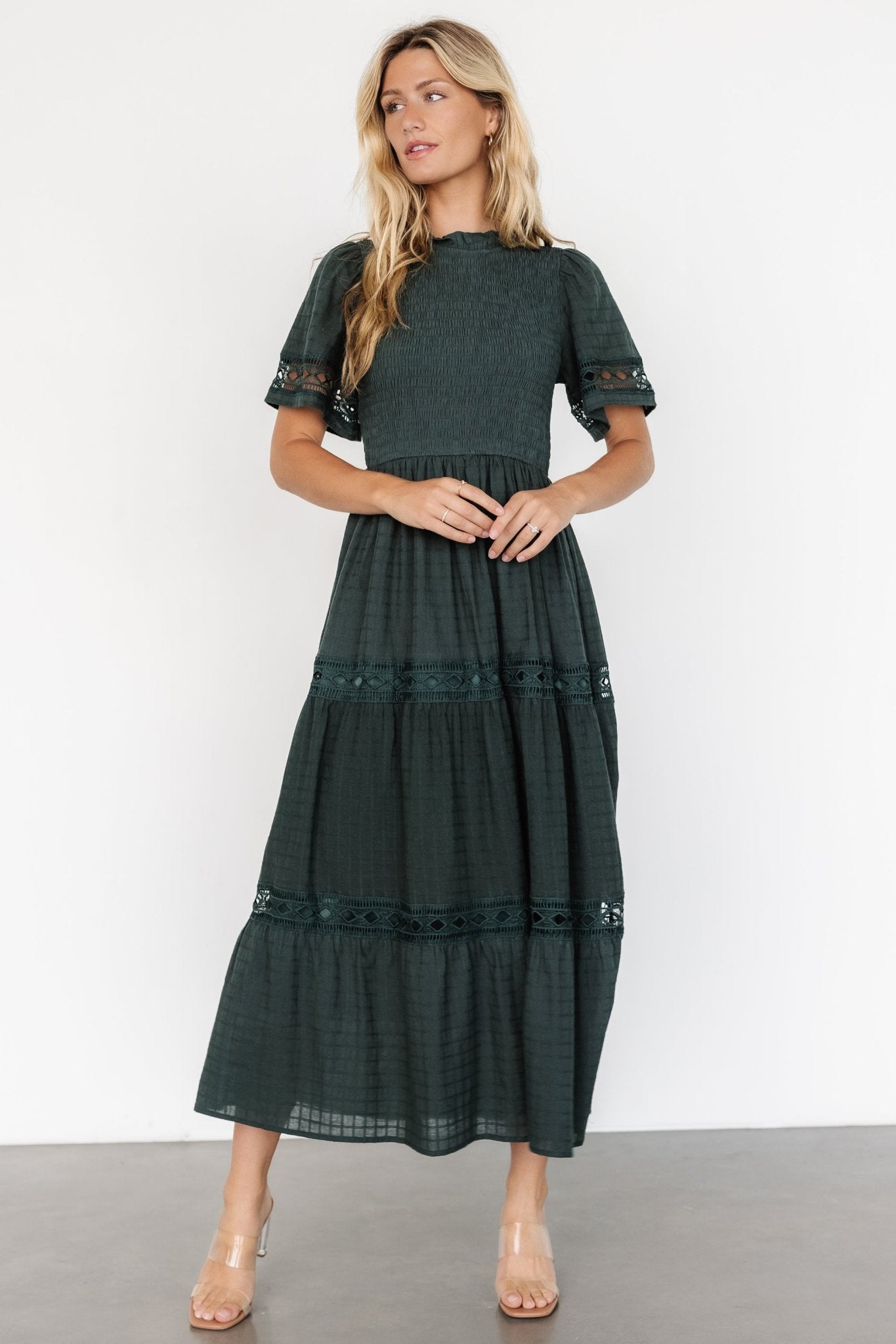 Loveland Geo Lace Maxi Dress | Dark Green Cheap Sale Finishline