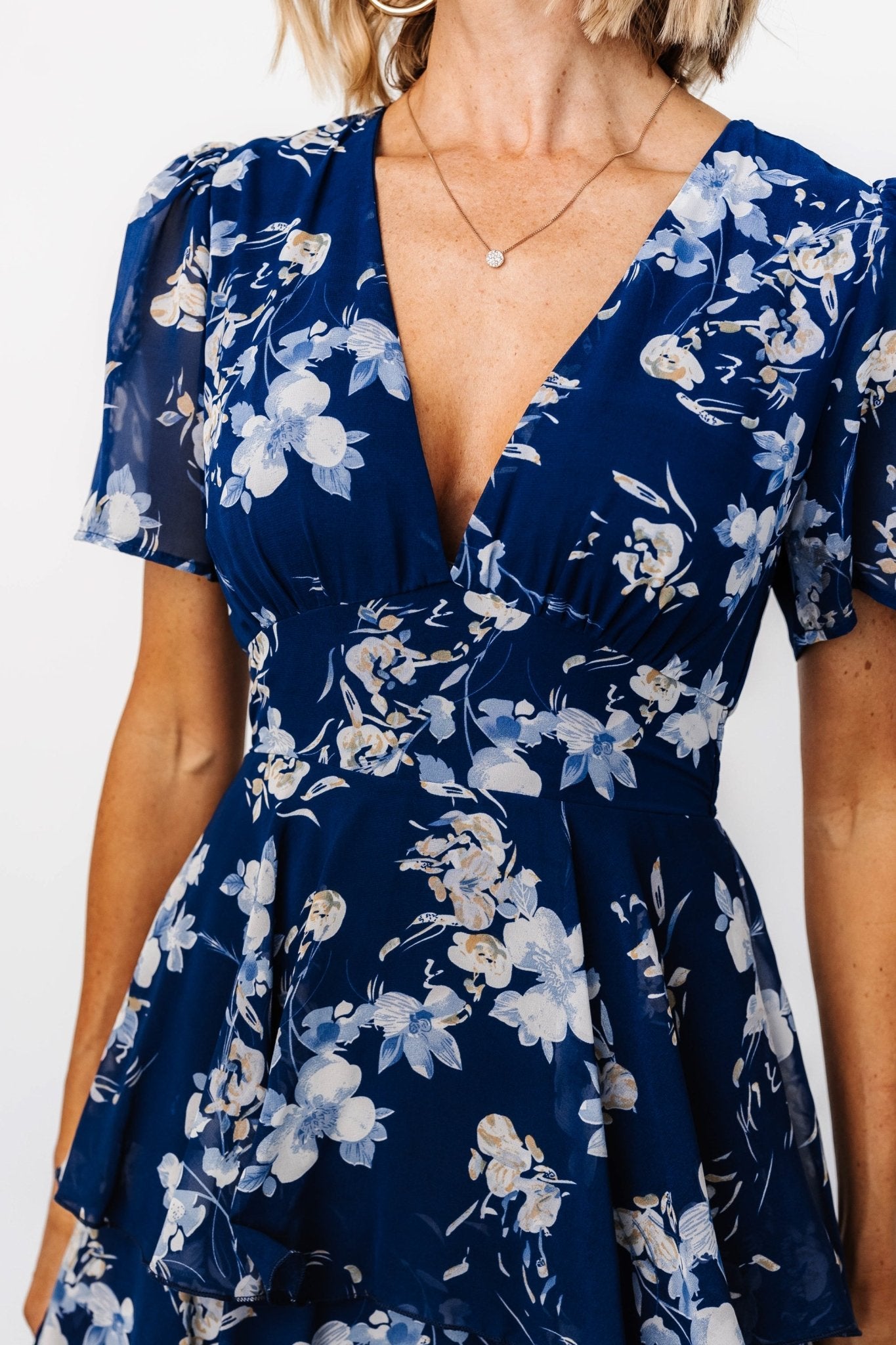 Montaigne Ruffle Maxi Dress | Navy + Blue Floral Cheap Sale With Paypal