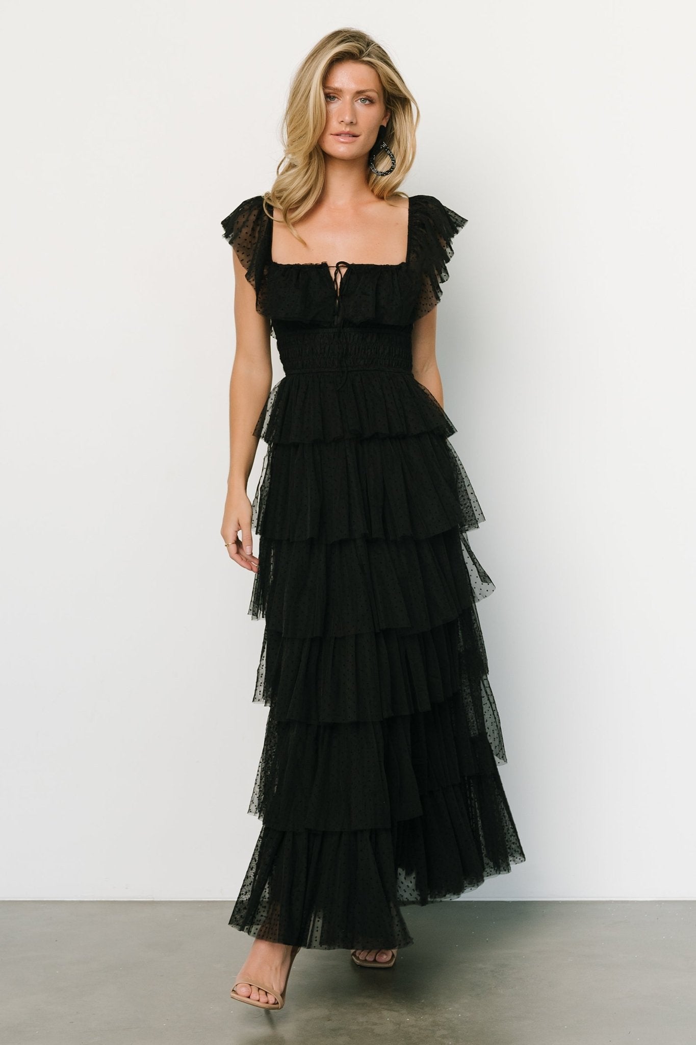 Valora Swiss Dot Tulle Maxi Dress | Black Clearance Amazon