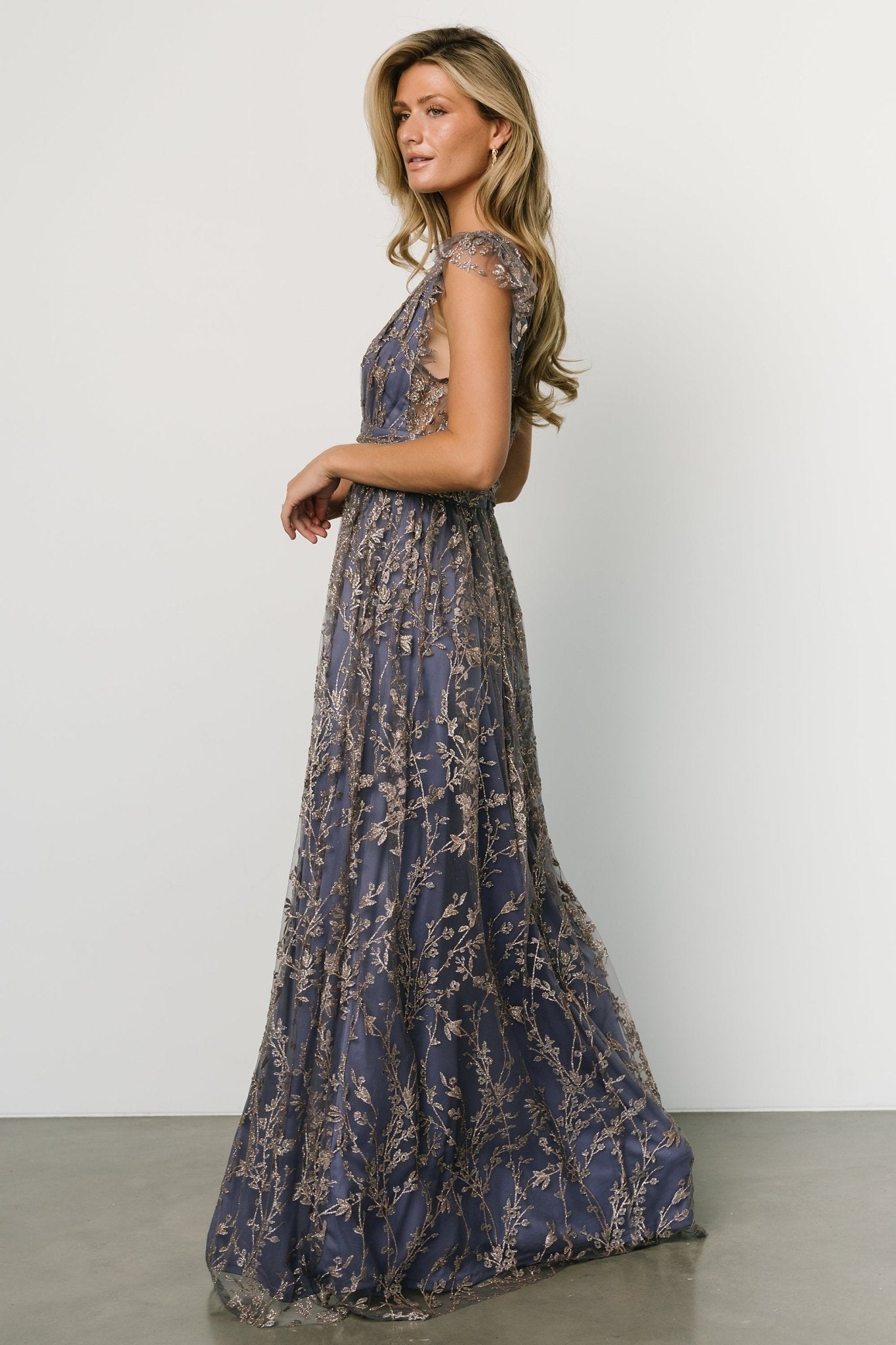 Arlene Shimmer Gown | Blue + Gold High Quality Cheap Pice