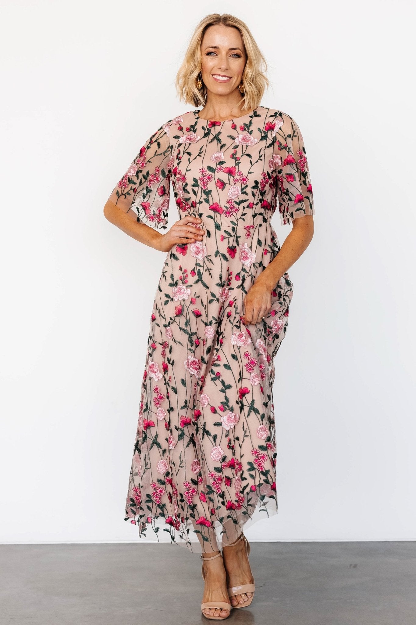 Arabella Embroidered Tulle Maxi Dress | Rose Garden For Cheap