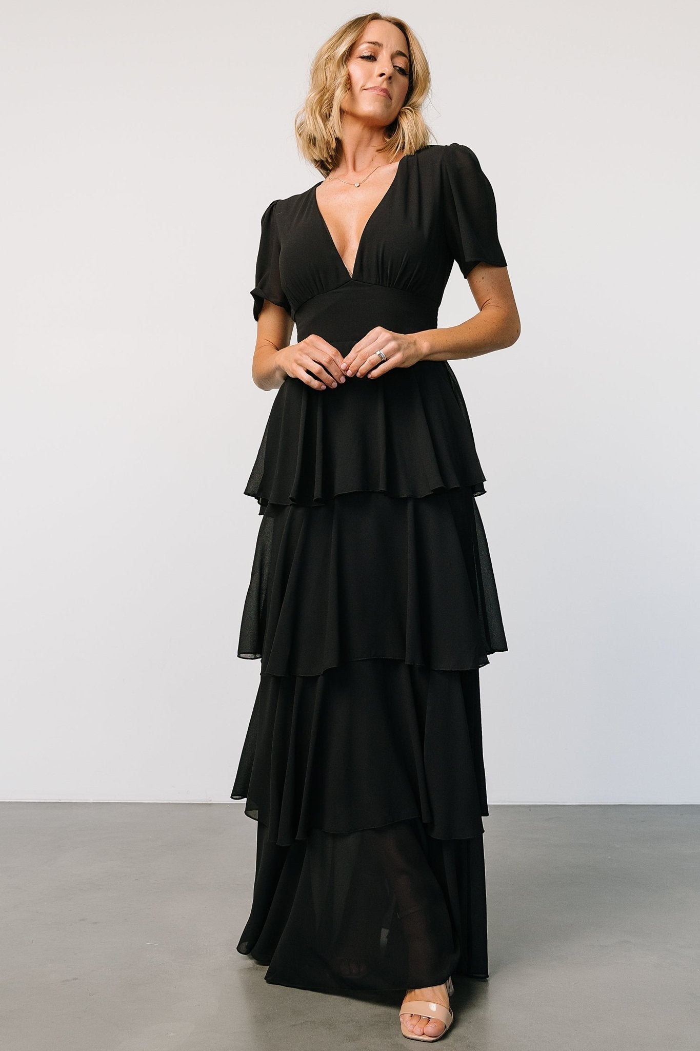 Montaigne Ruffle Maxi Dress | Black Cheap Professional