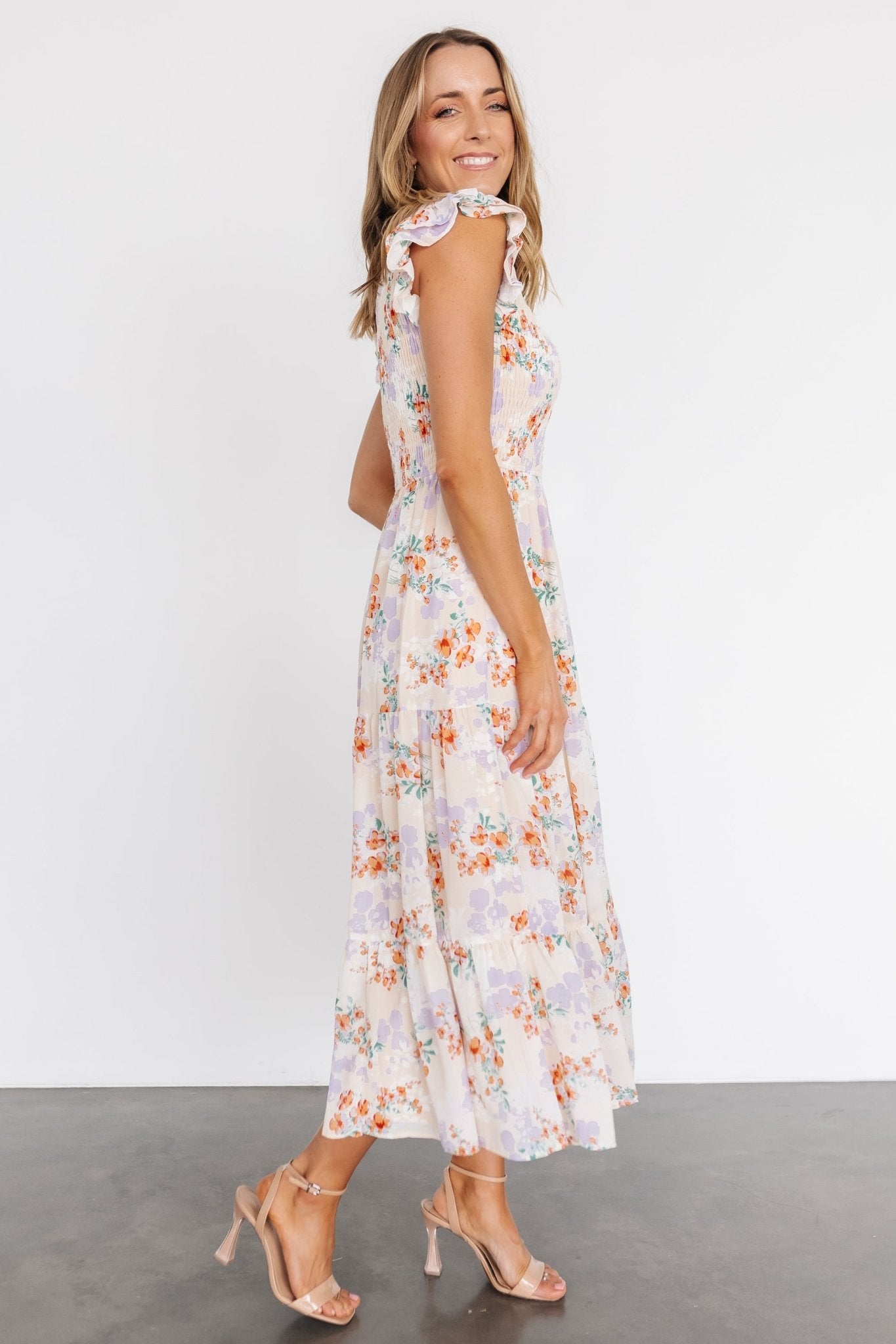 Arla Smocked Maxi Dress | Cream Floral View Cheap Online