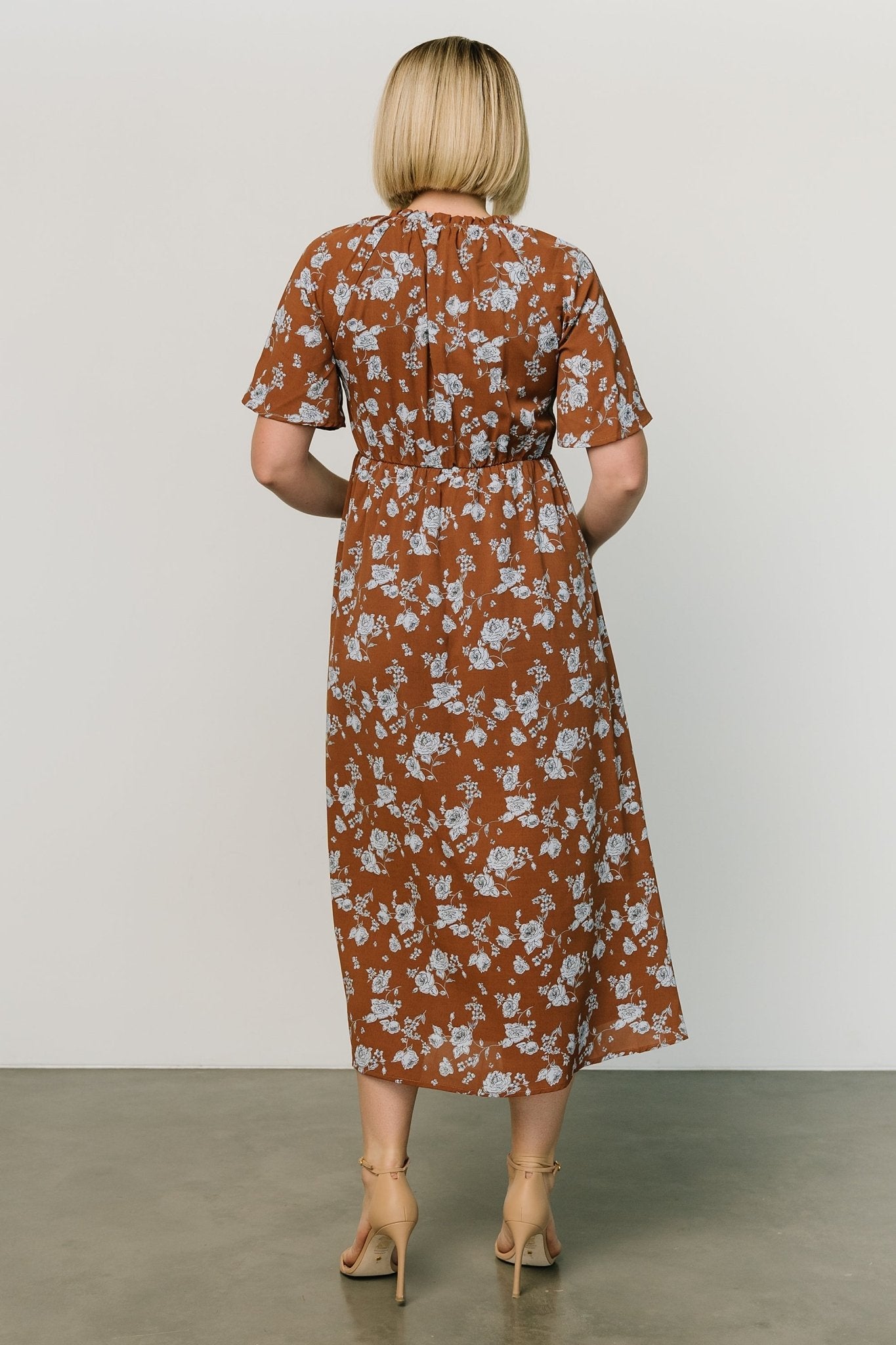 Botega Midi Dress | Brown + Blue Buy Cheap Largest Supplier