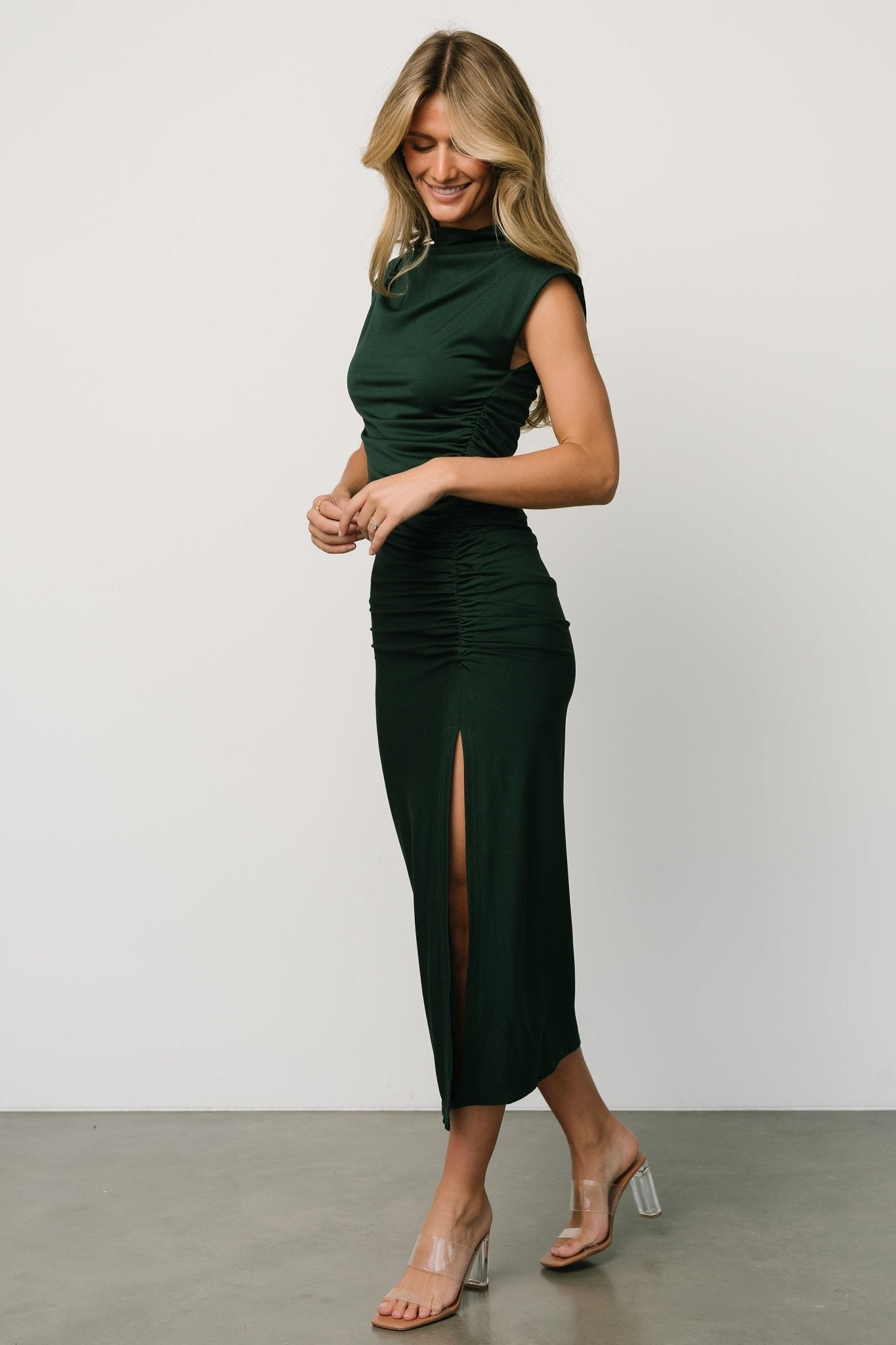 Sasha Ruched Maxi Dress | Green Buy Cheap Classic