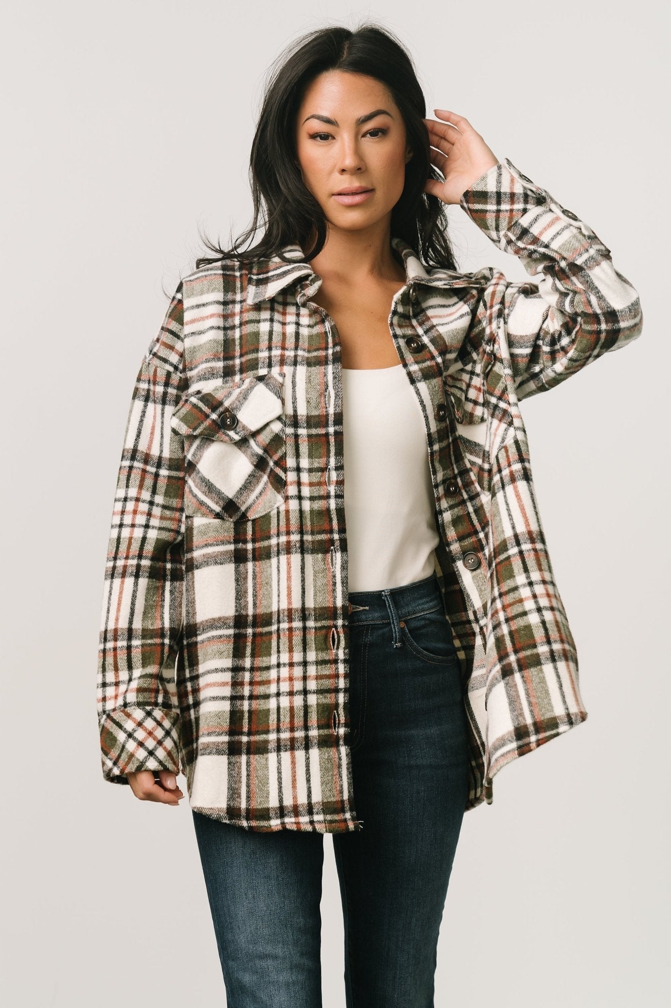 Polson Plaid Shacket | Ivory Multi Release Dates Authentic