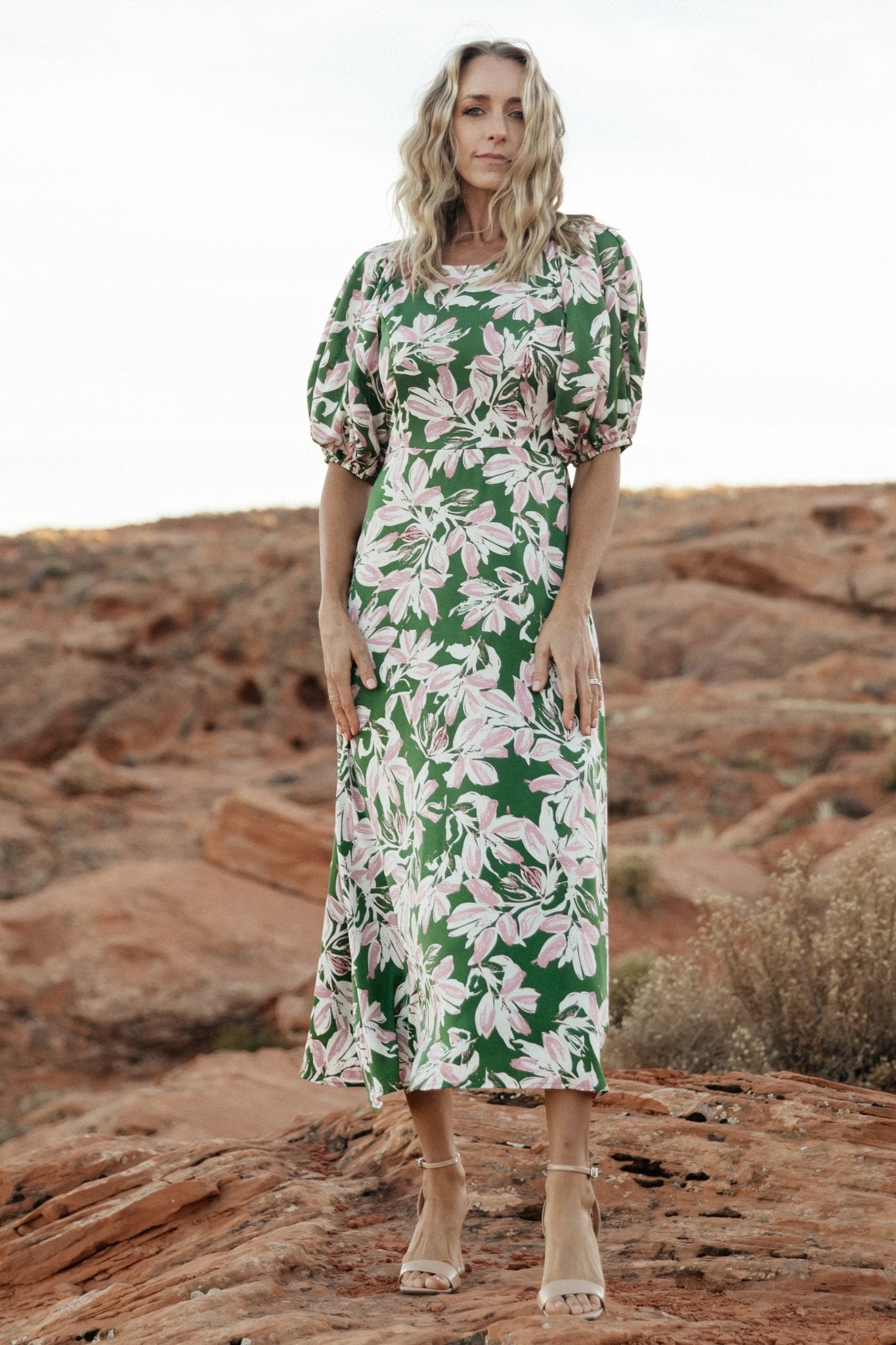 Tucson Midi Dress | Green + Pink Original Cheap Pice