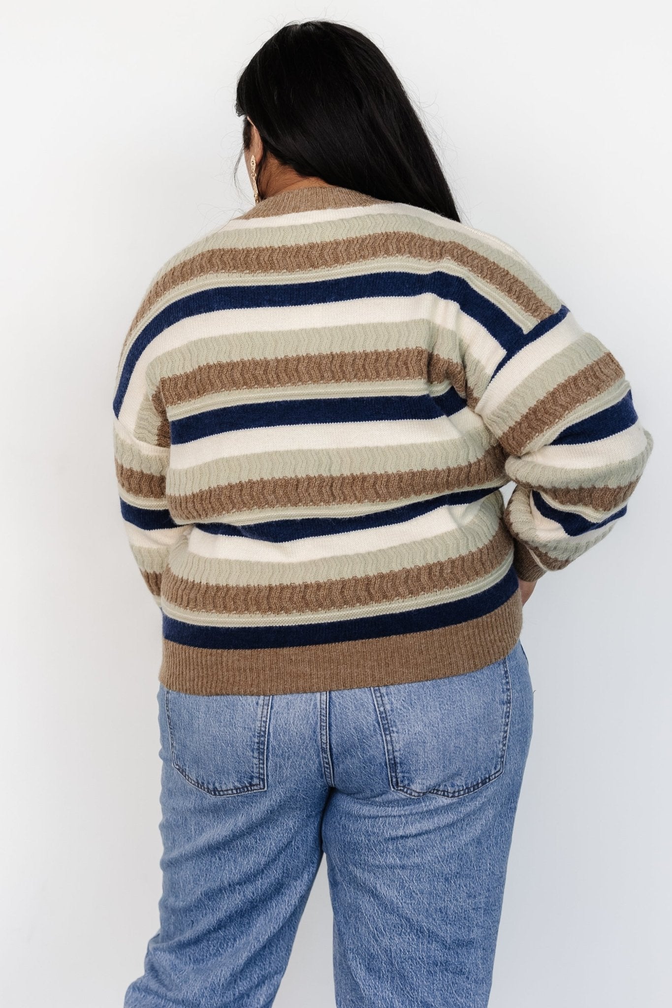 Kira Striped Sweater | Navy + Sage Multi Pices For Sale