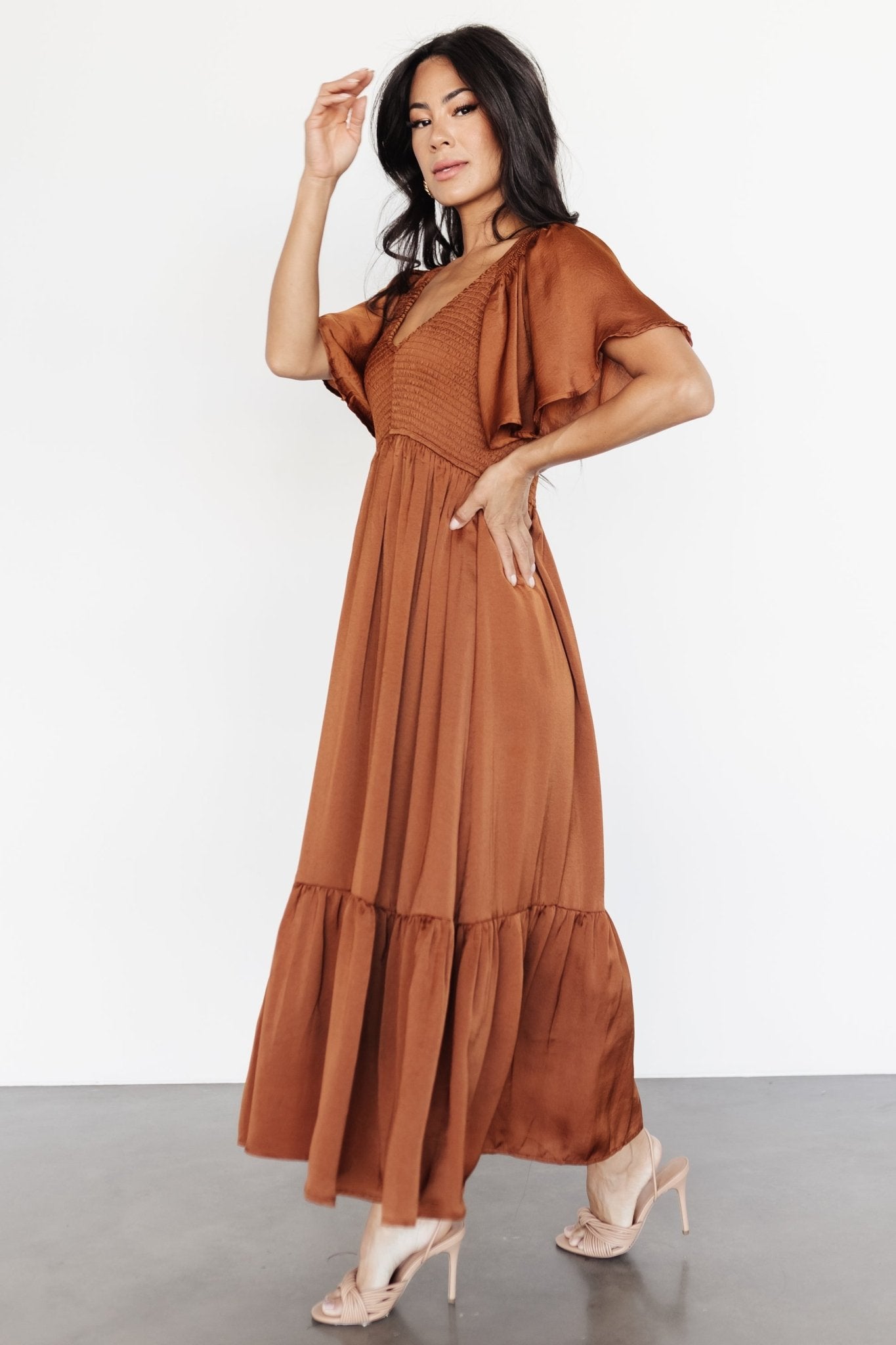 Lovell Smocked Midi Dress | Dark Copper Outlet Lowest Pice