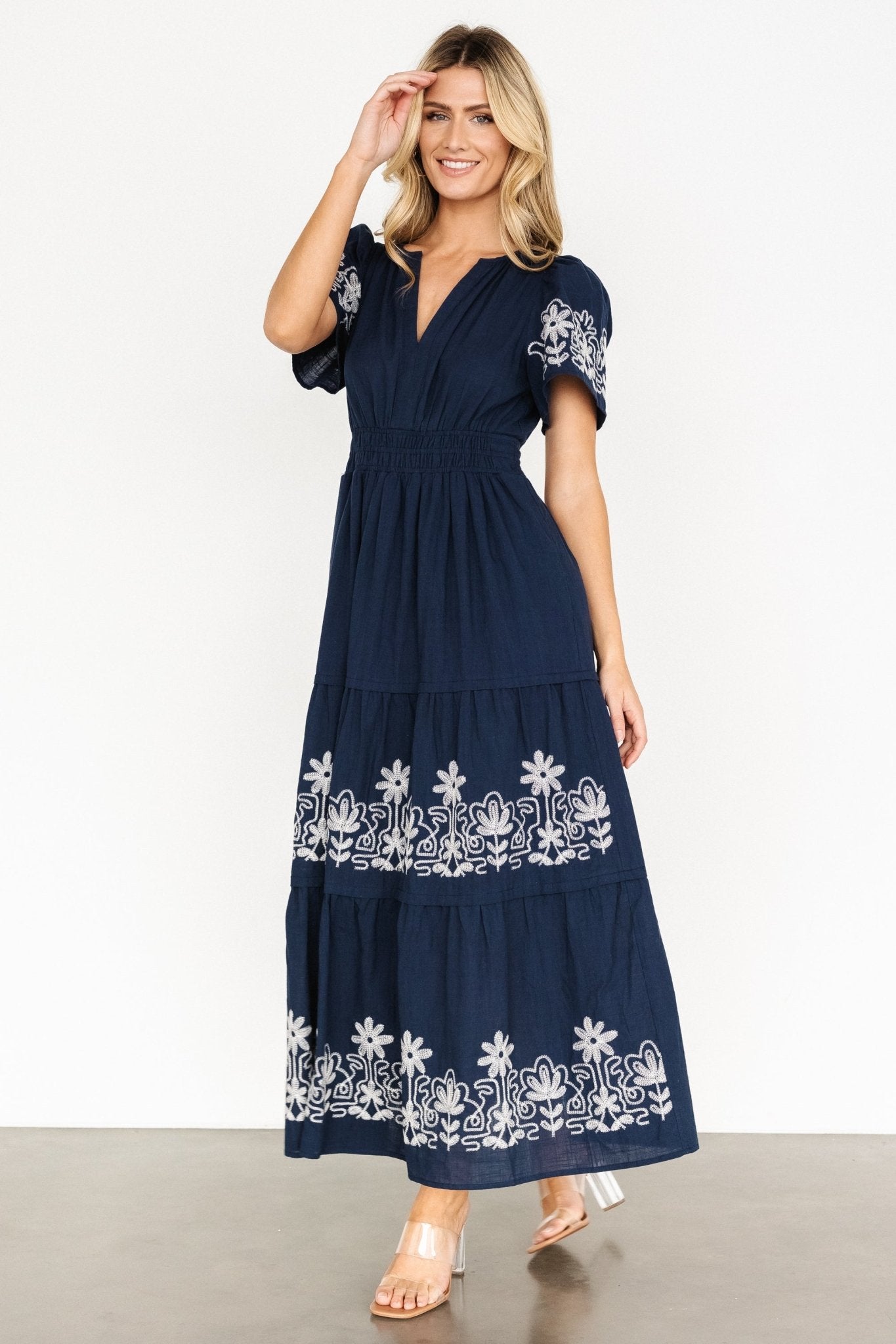 Kennedy Embroidered Maxi Dress | Blue Low Cost Sale Online