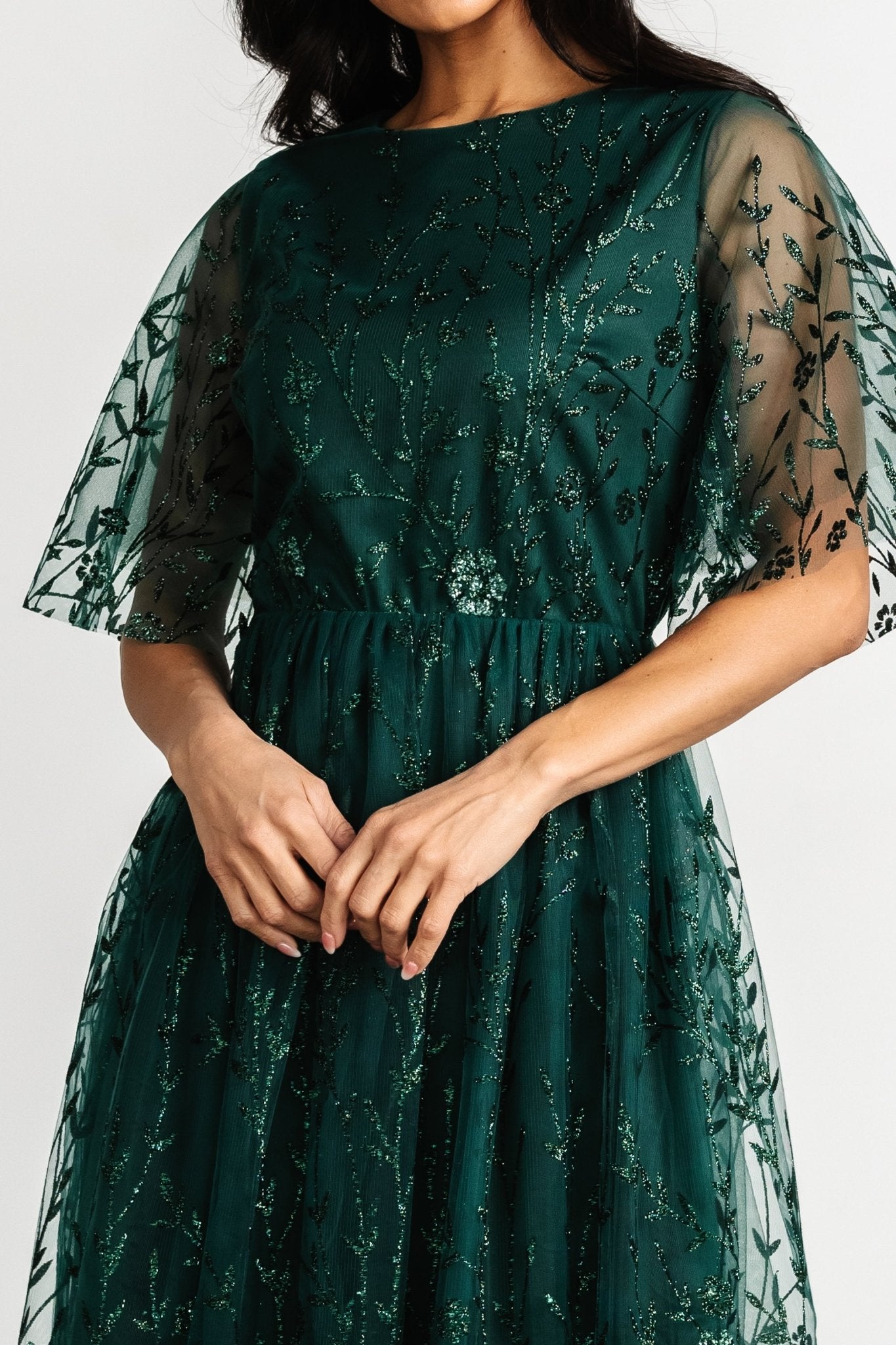 Duchess Tulle Dress | Dark Green Sparkle Outlet Online Shop