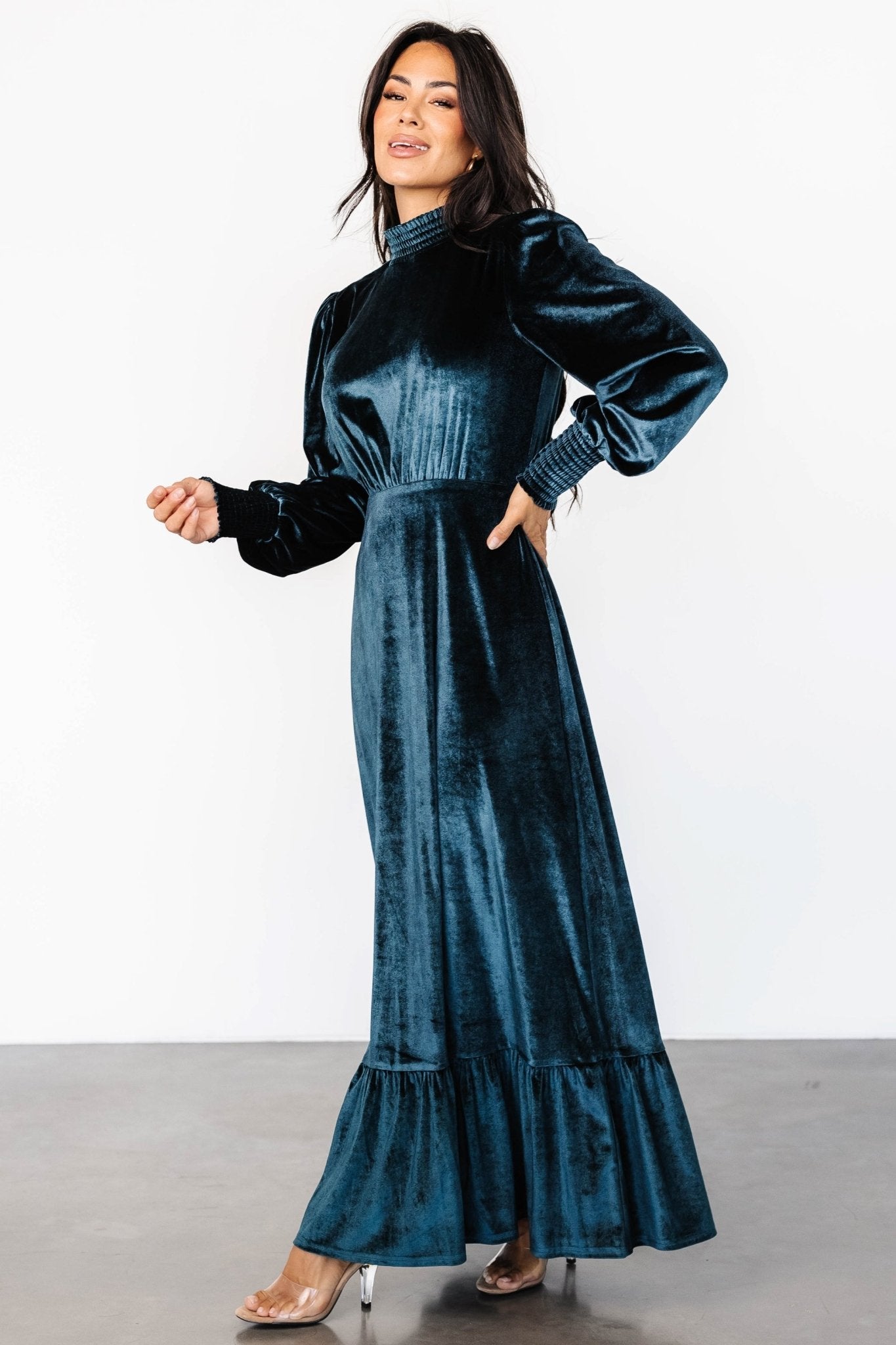 Elodie Velvet Maxi Dress | Jade Excellent