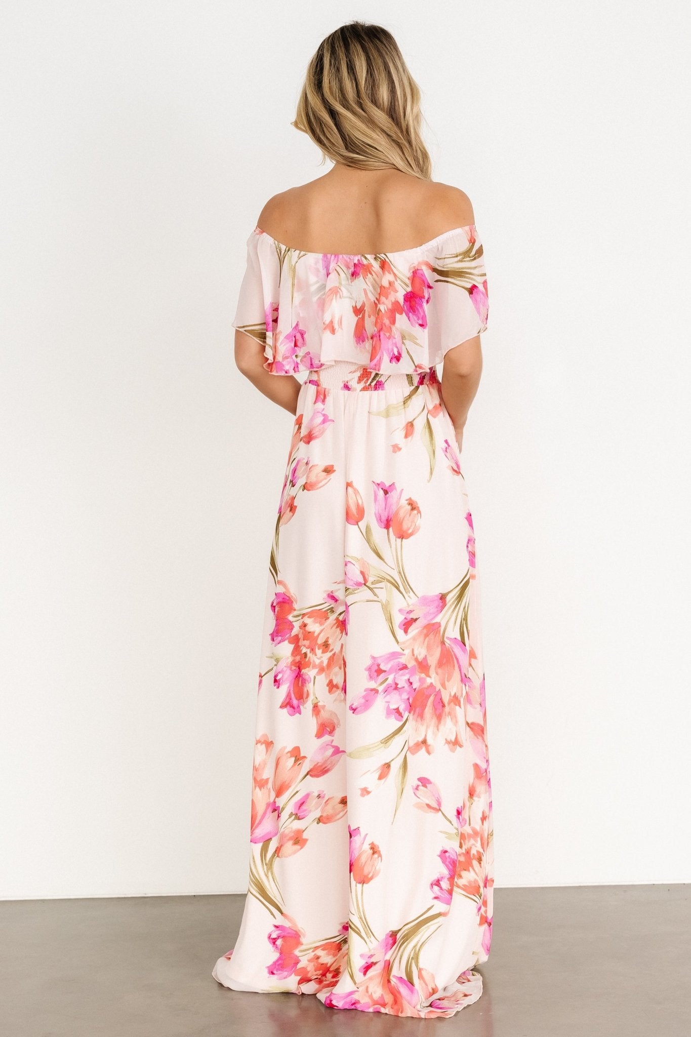 Daphne Off Shoulder Maxi Dress | Blush Floral Amazon Cheap Online