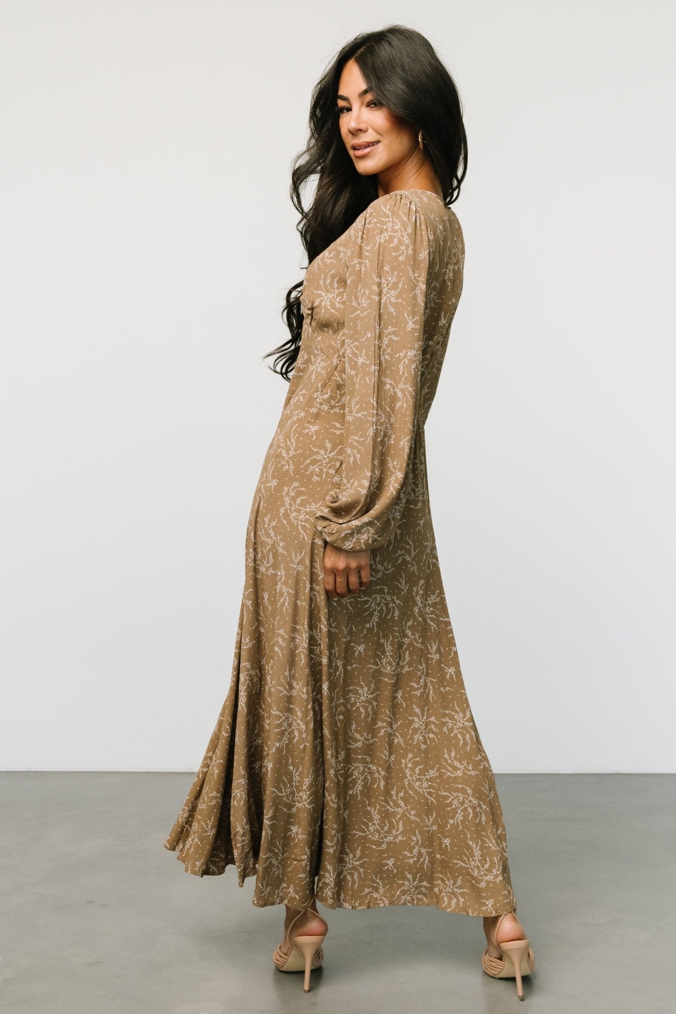 Claudine Maxi Dress | Dusty Brown Print Collections Online