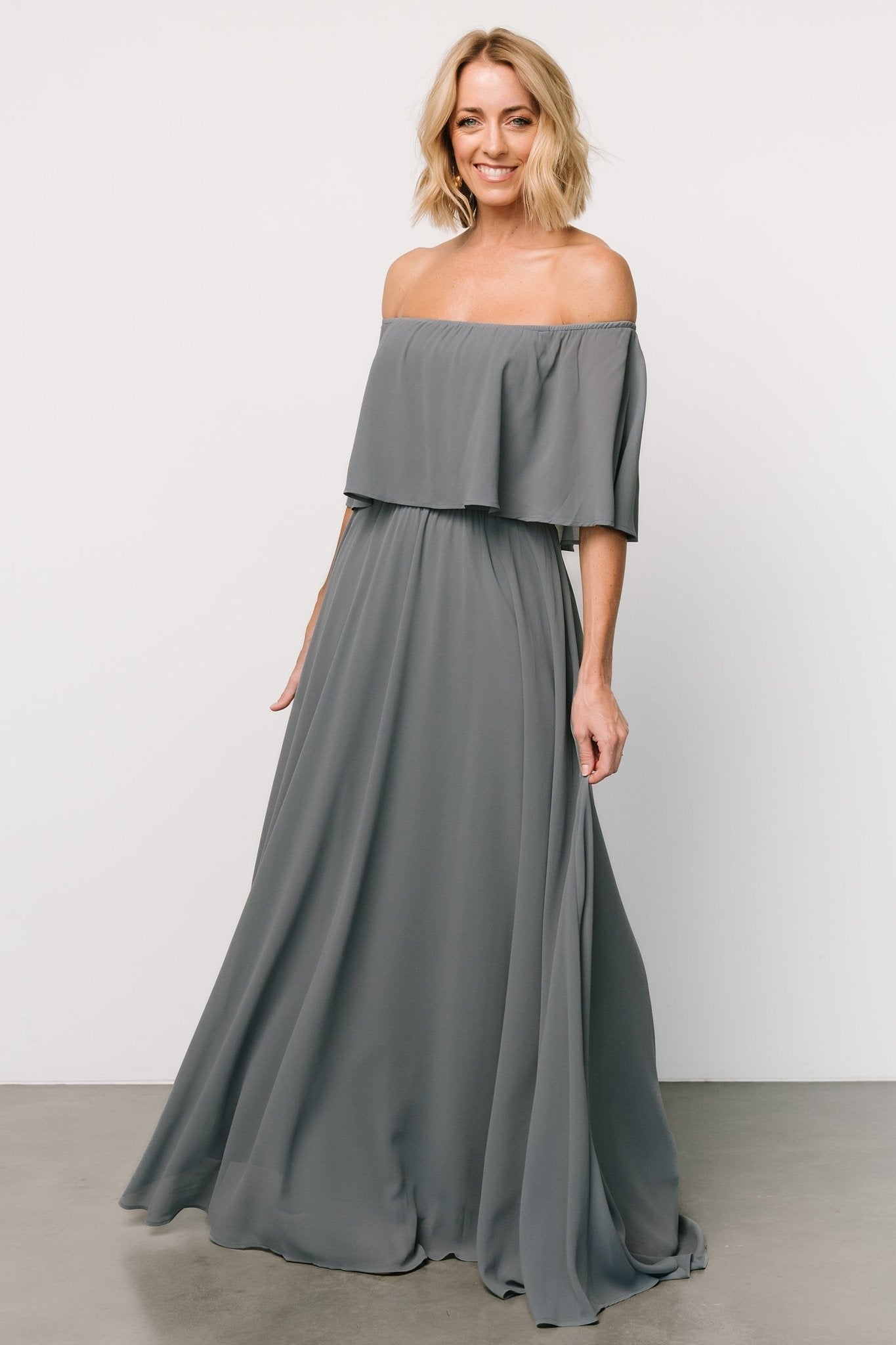 Sonia Off Shoulder Maxi Dress | Dusty Blue Cheap In China