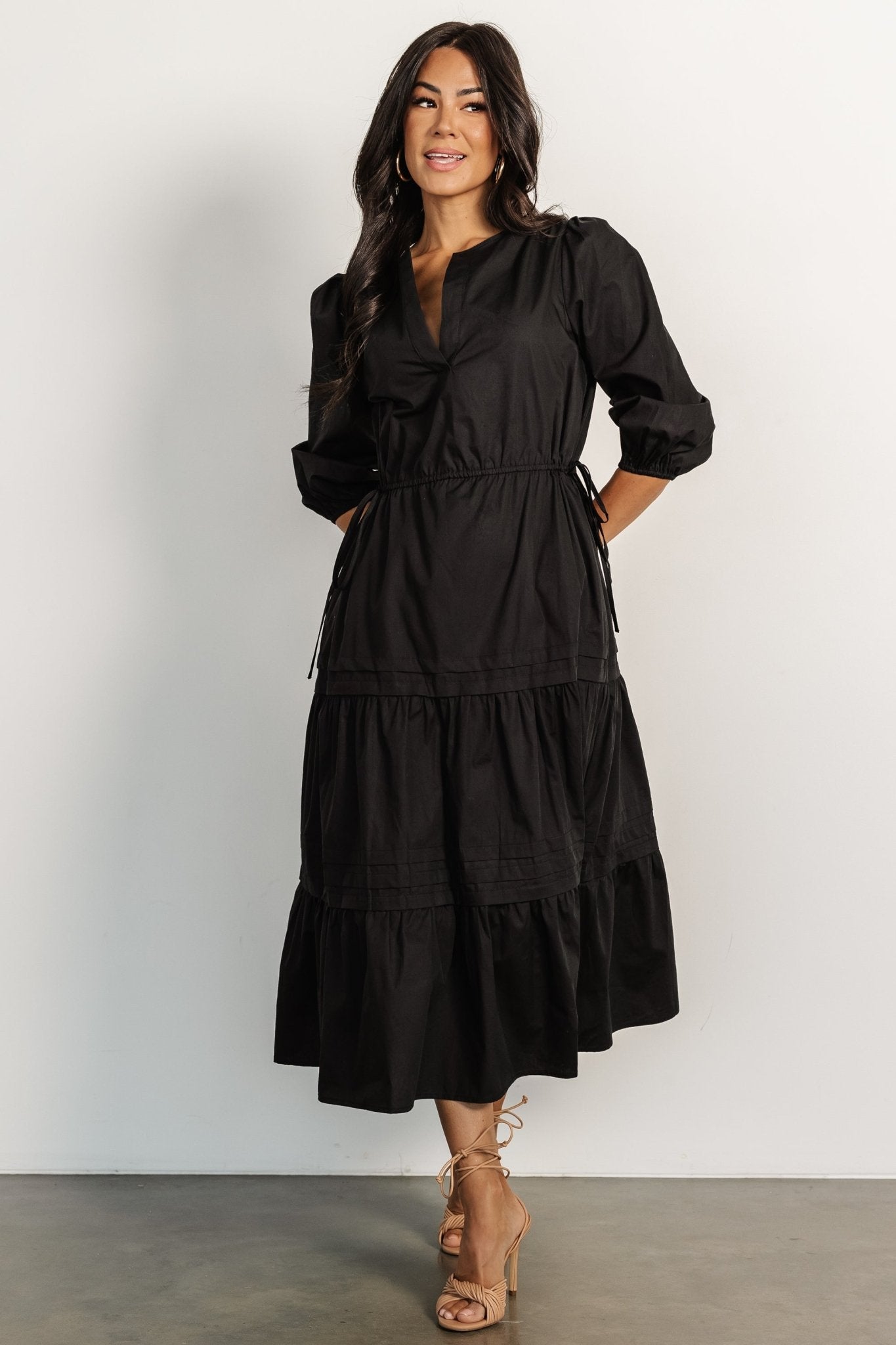 Santa Fe Poplin Midi Dress | Black Very Cheap Pice