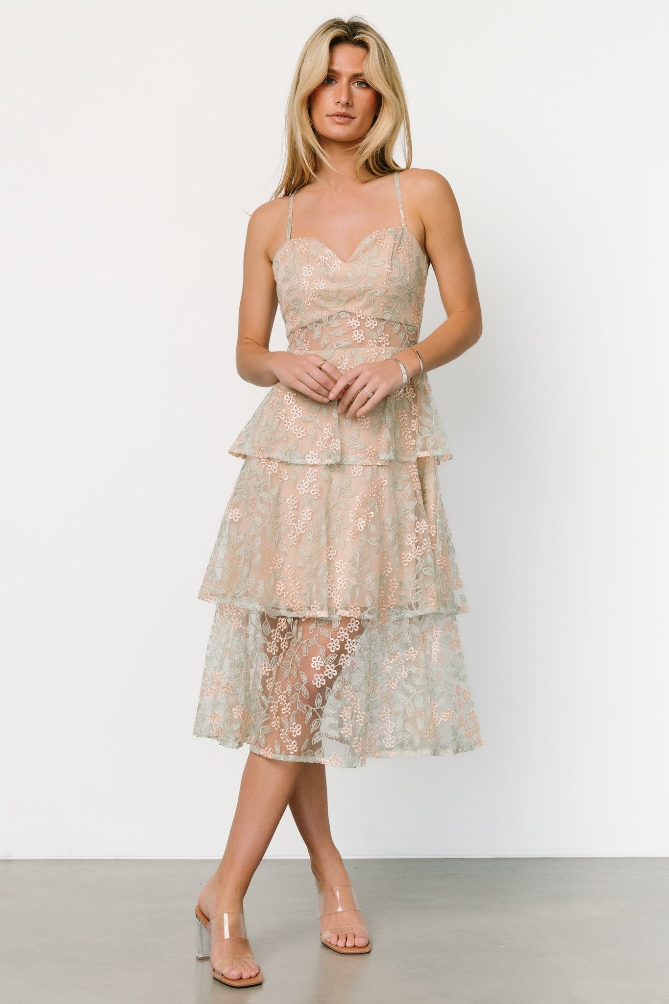 Georgiana Embroidered Midi Dress | Sage Store Sale Online