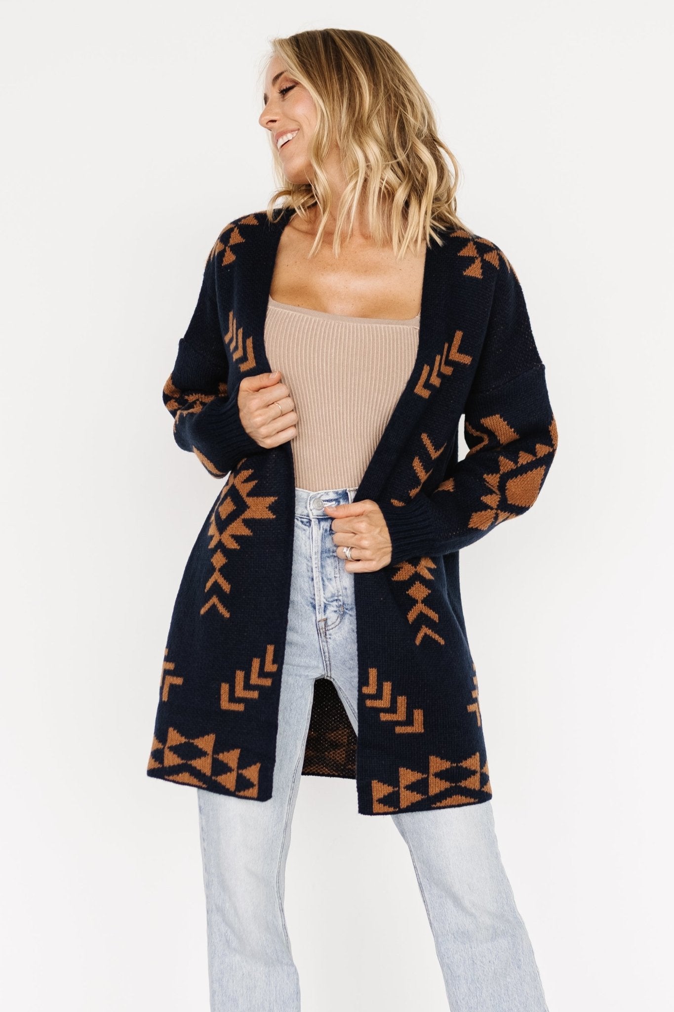 Hays Oversized Cardigan | Navy + Camel Release Dates Cheap Online