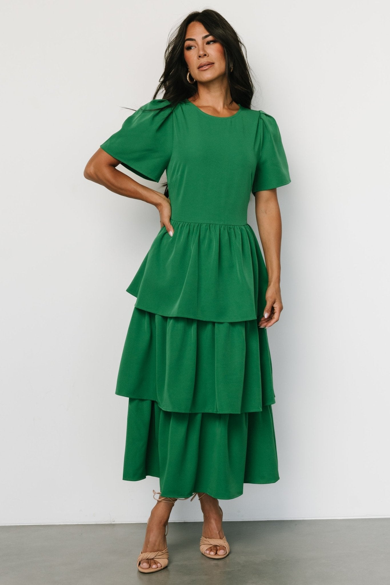 Cadenza Tiered Maxi Dress | Green Outlet Clearance