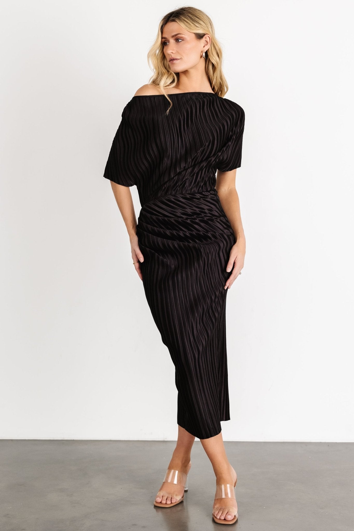 Winslow Pleated Midi Dress | Black Buy Cheap Cost