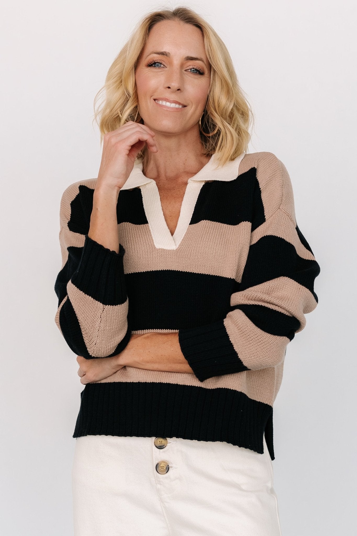 Alec Striped Sweater | Black + Mocha Free Shipping Marketable