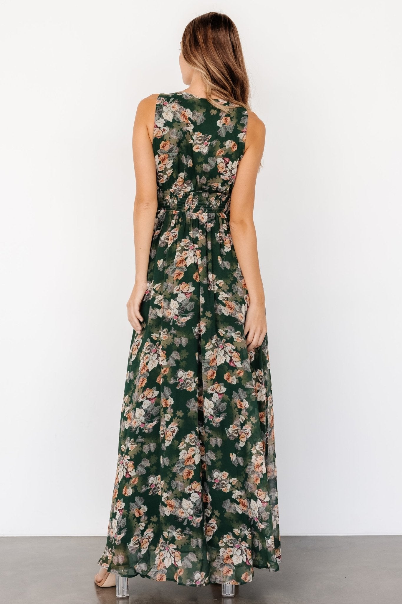 Imogen Maxi Dress | Deep Green Multi Ost Release Dates