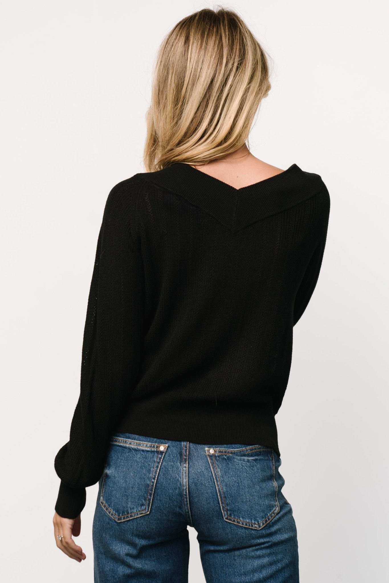 Ashby V Neck Sweater Top | Black Enjoy Online