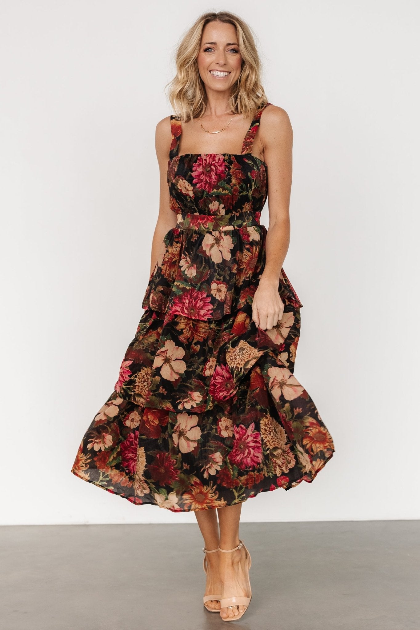 Cologne Tiered Dress | Black Floral Cheap Wiki